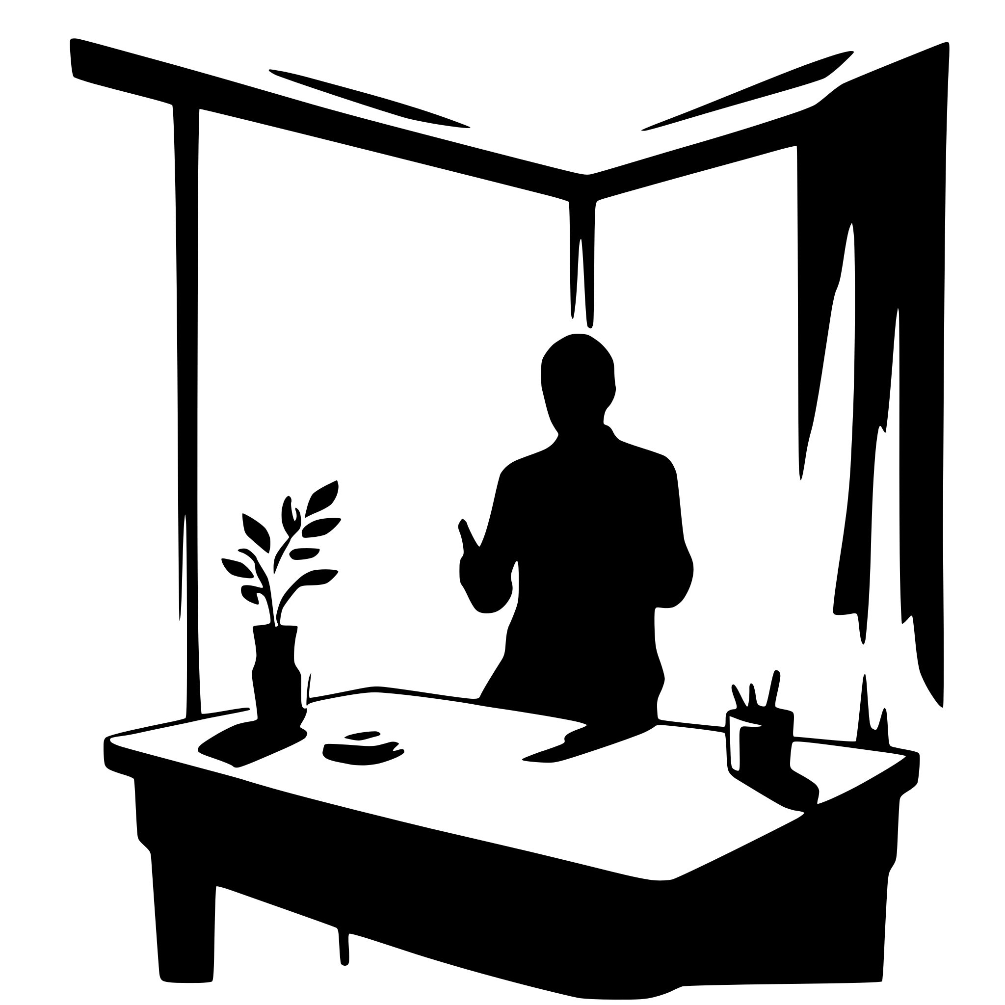 AI-generated SVG of a man sitting on the desk