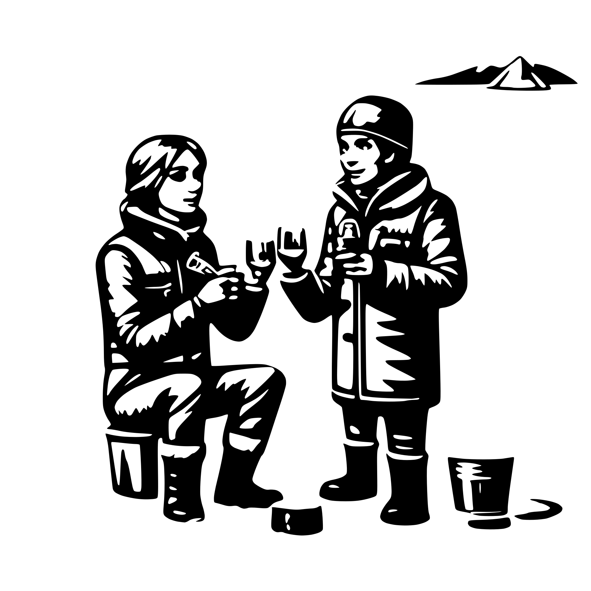 AI-generated SVG of 'ice fishing and drinking vodka'