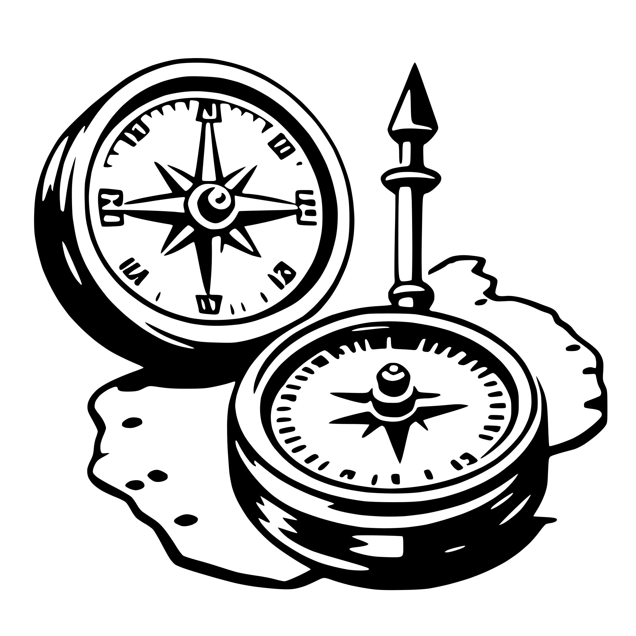 AI-generated SVG of 'compass and map'