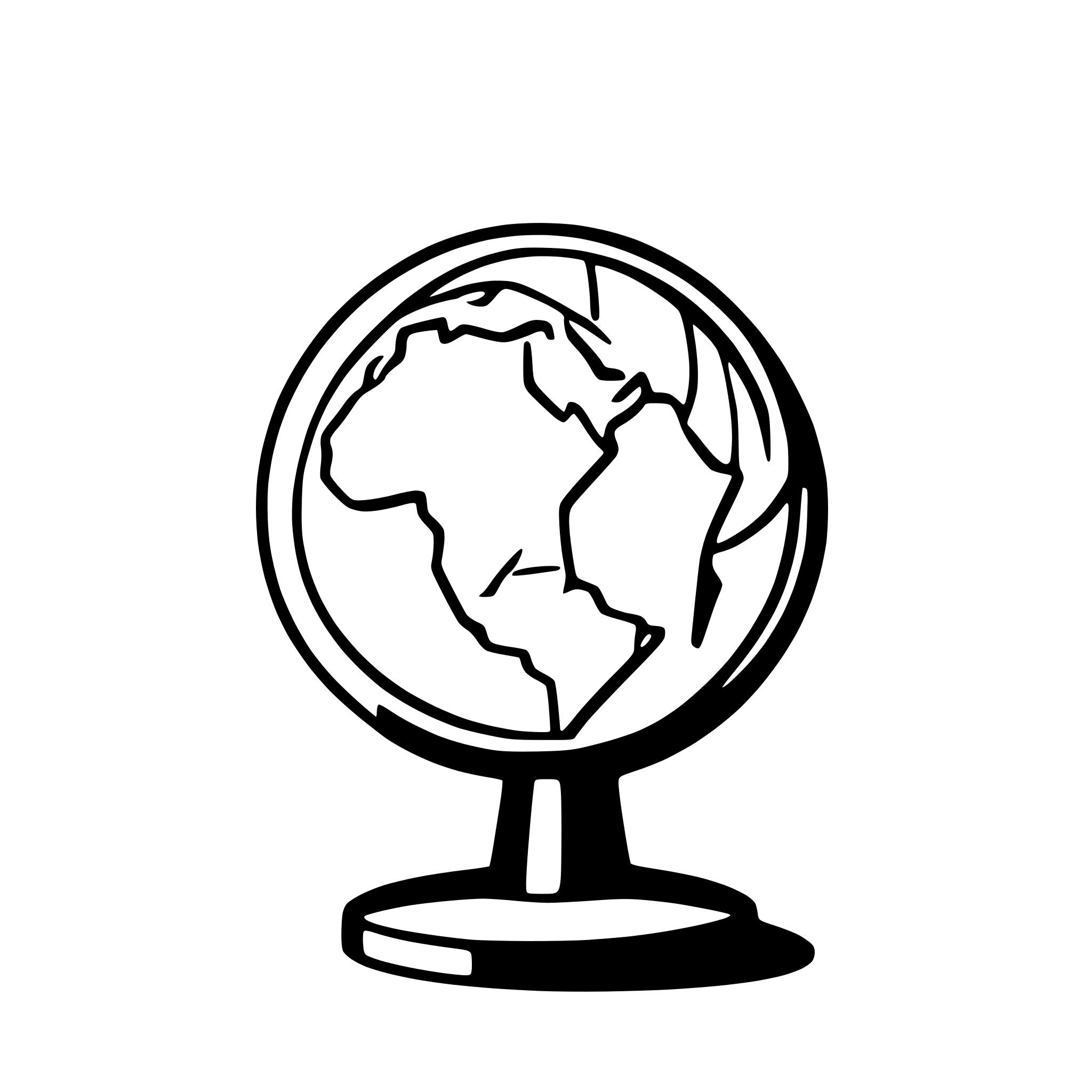 AI-generated SVG of a An outline of the globe with Africa in the center