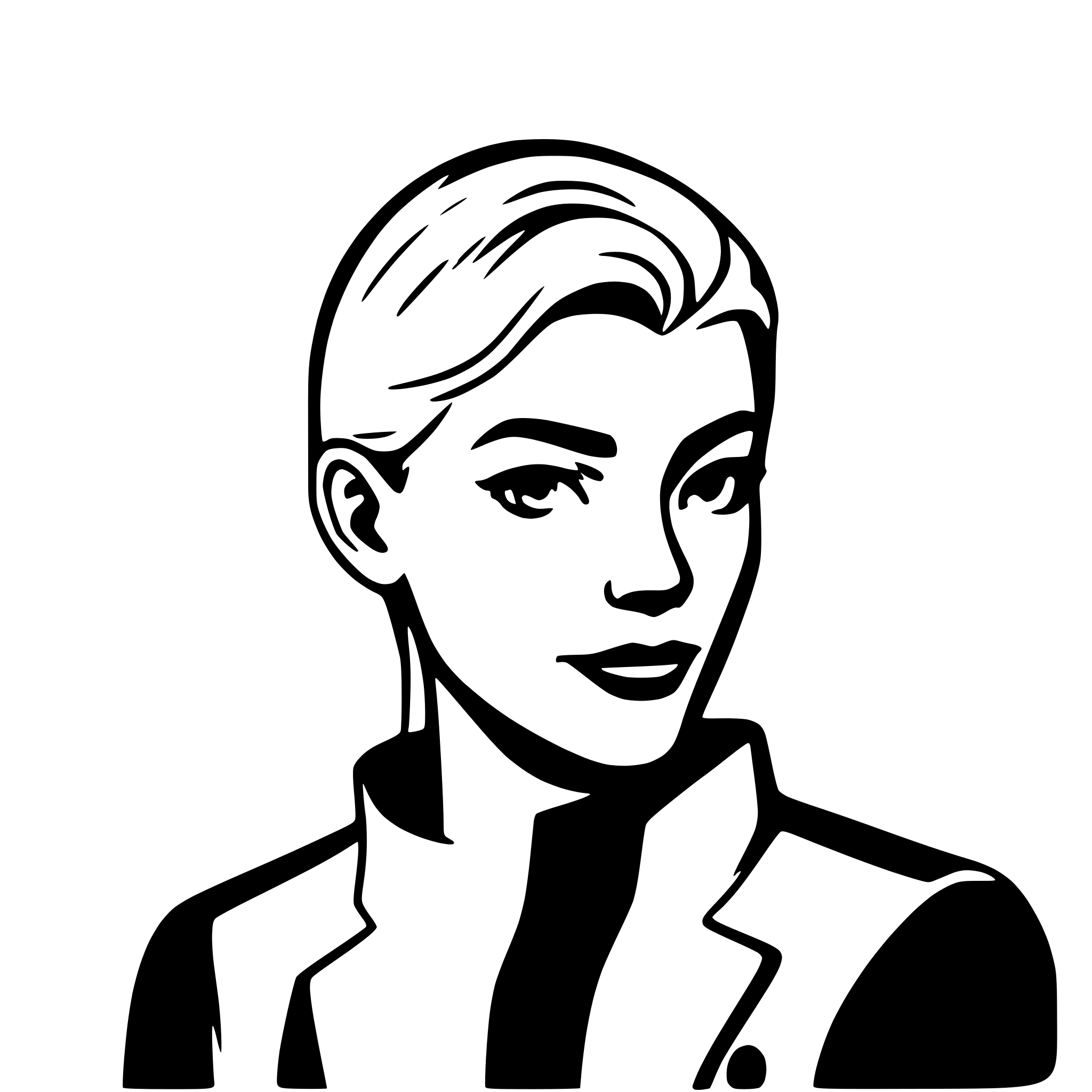 AI-generated SVG of a young adult's face profile, light beard, thick brows and nose, slight smirk, surreal yet minimal art