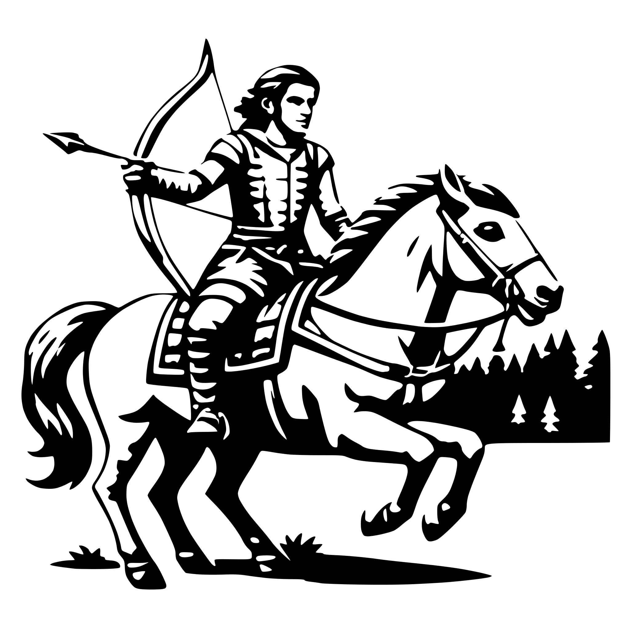 AI-generated SVG of 'a wild man on horse with bow and arrow'