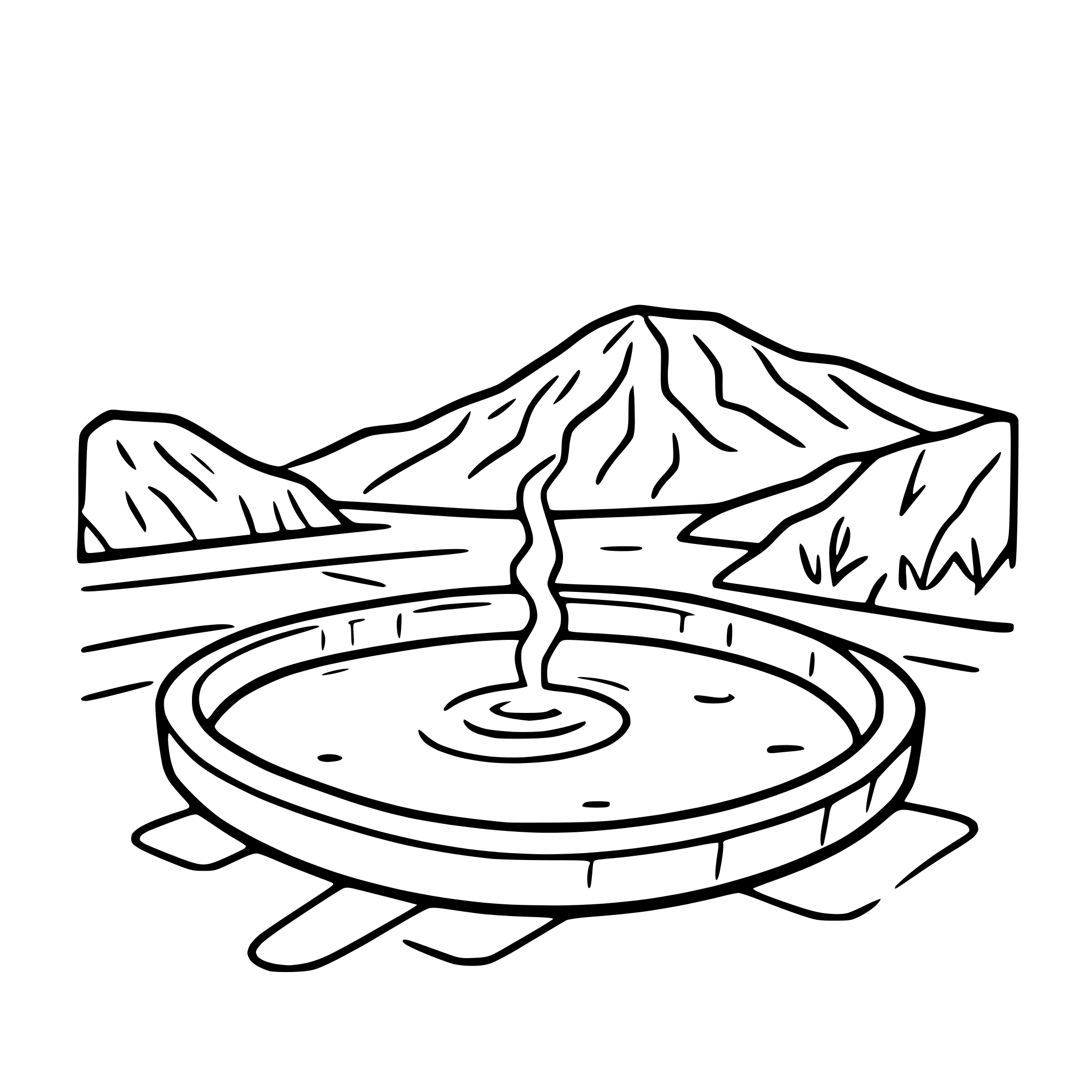AI-generated SVG of a hot spring in mountain valley