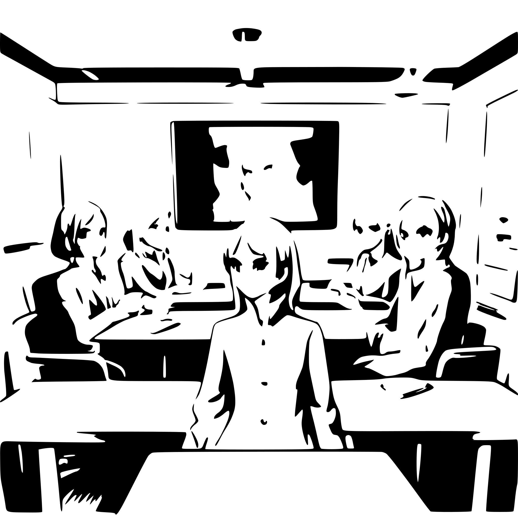 AI-generated SVG of a make a high school conference room, where students are listening the speach who are showing the presentation by projector. Two other people a women with blonde hair and a youngest man with glass are sitting in the table of middle. all picture is colorfull!