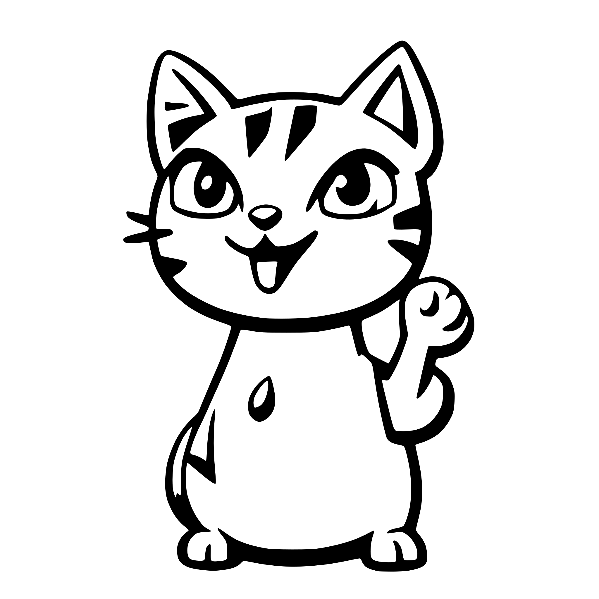 AI-generated SVG of 'cartoon cat pointing at poo'