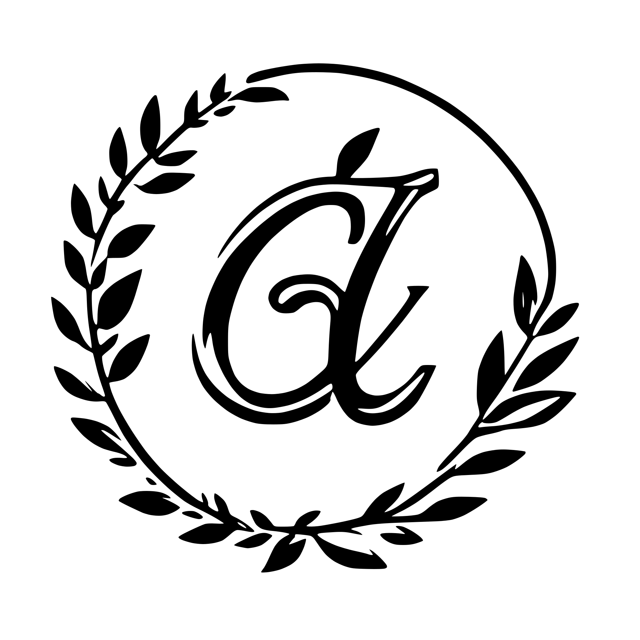 AI-generated SVG of a Capital cursive letter with olive branches around it AI-generated SVG of a Capital cursive letter with olive branches around it