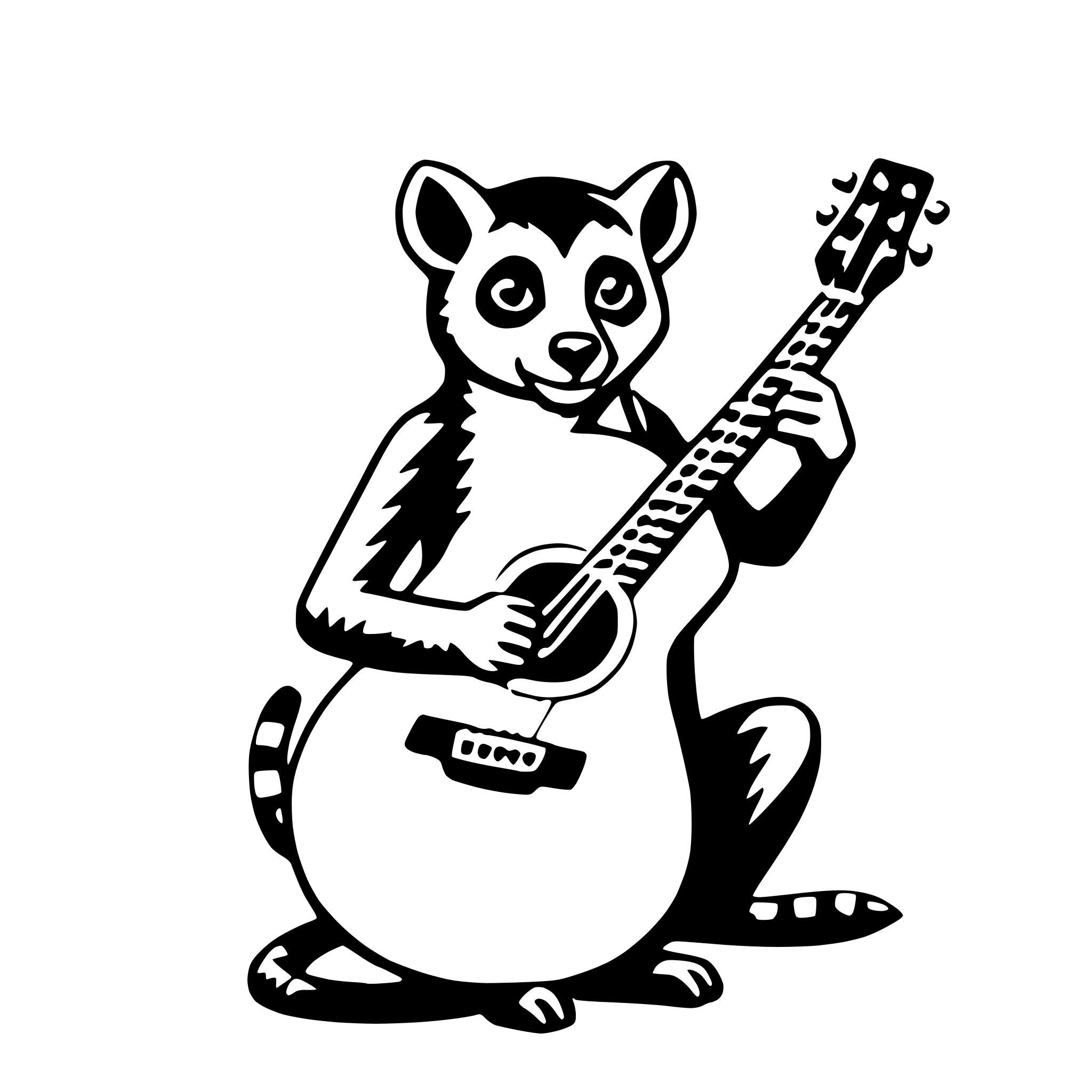 AI-generated SVG of 'lemur with guitar'