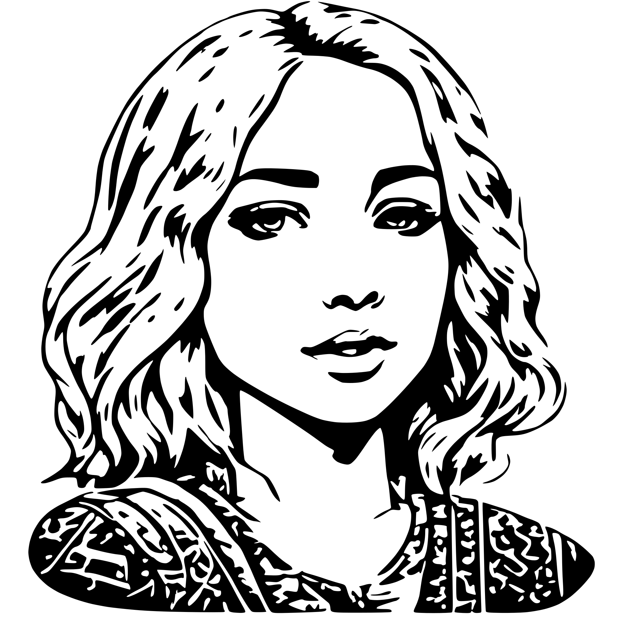 AI-generated SVG of a YOUNG BLOND GIRL METISSE EUROPEAN AND AFRICAN