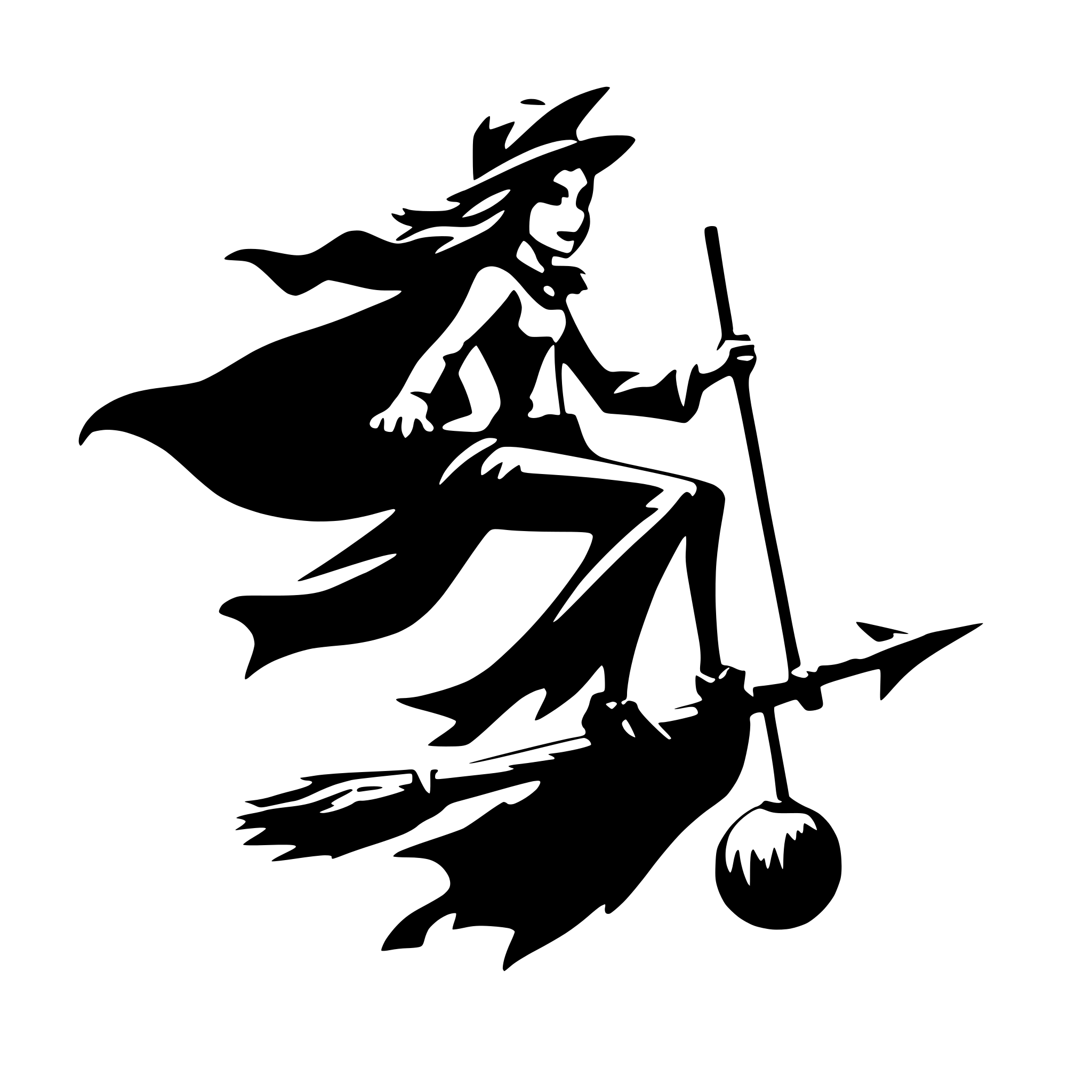 AI-generated SVG of 'witch flying on a broom'