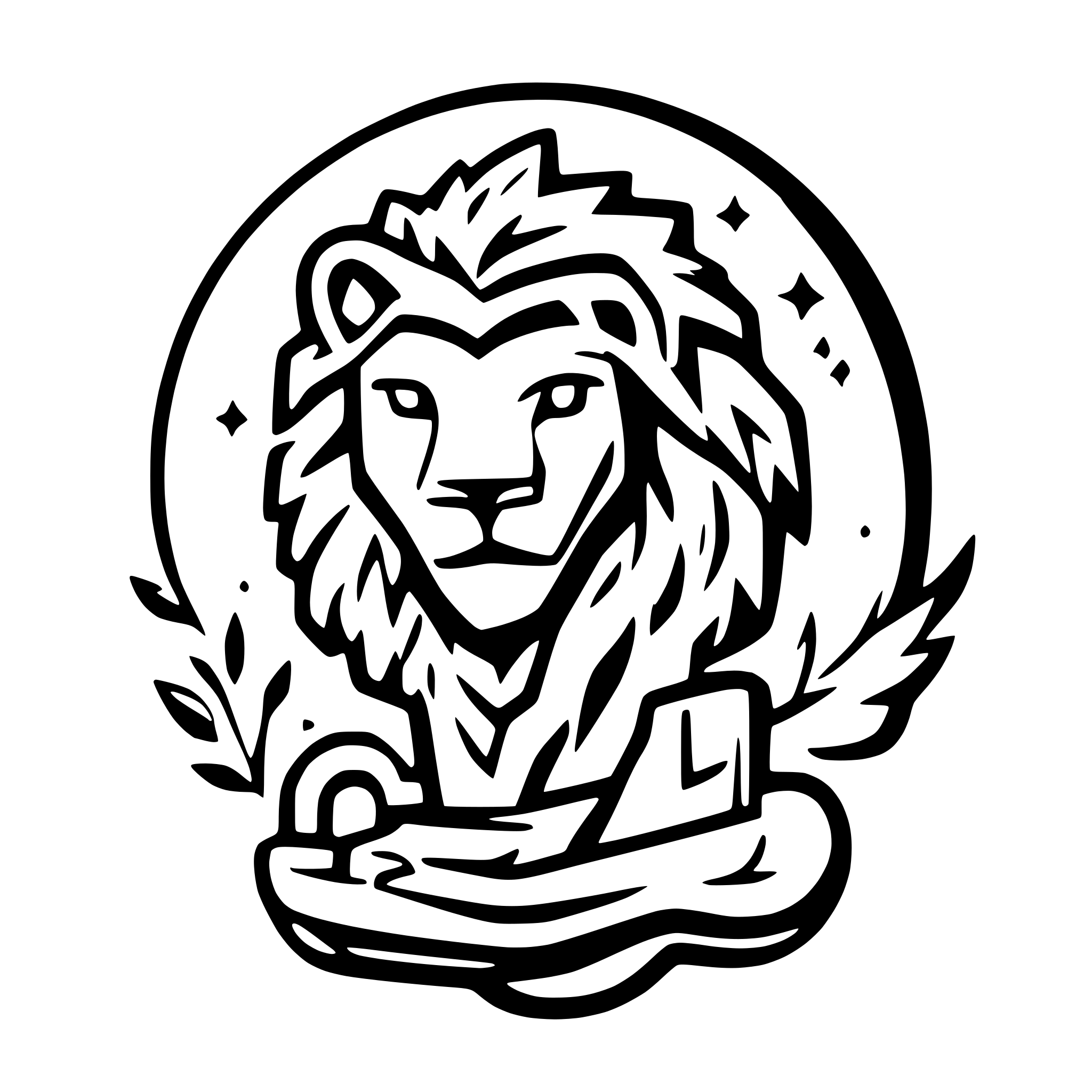 AI-generated SVG of a lion snowboarding