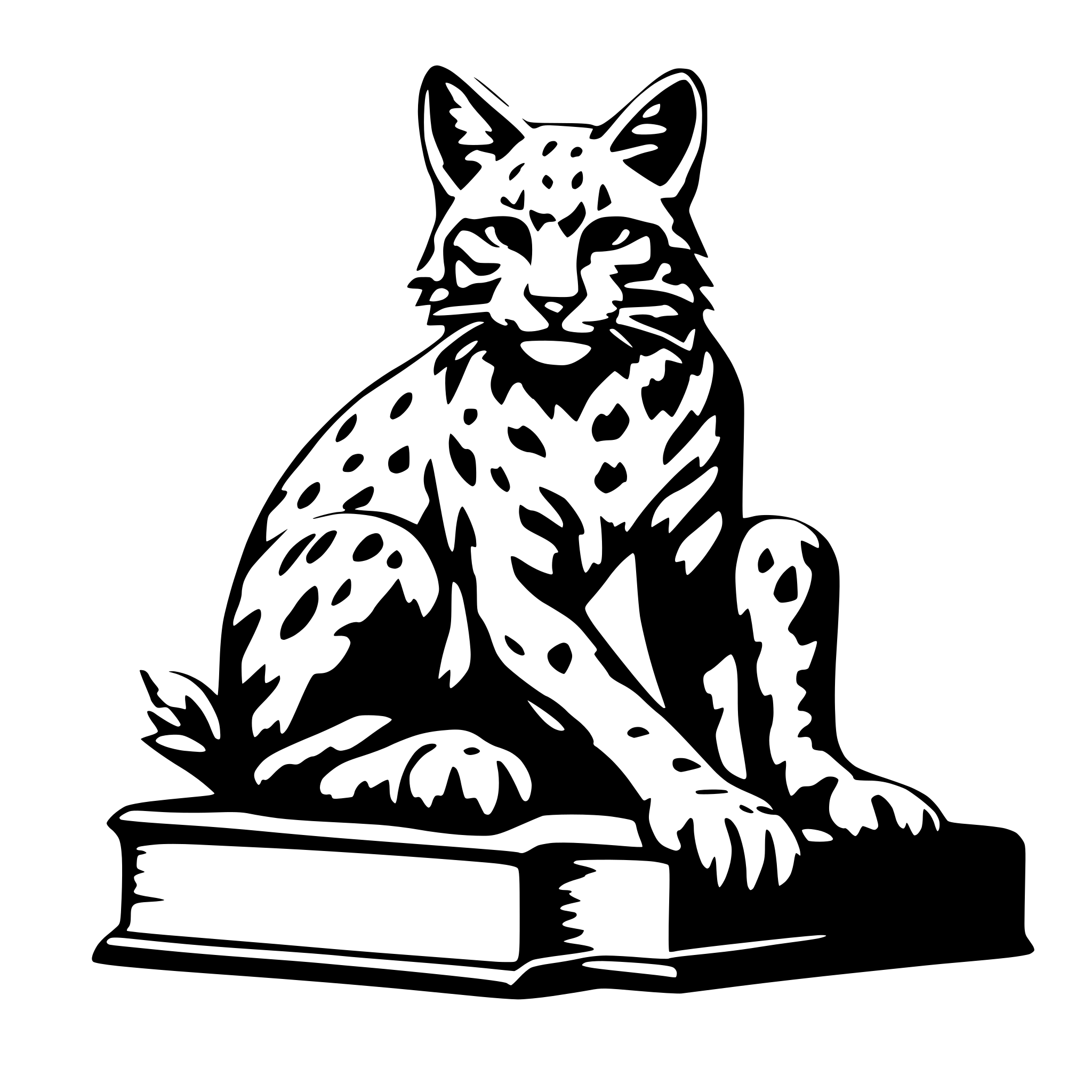 AI-generated SVG of a bobcat sitting on book