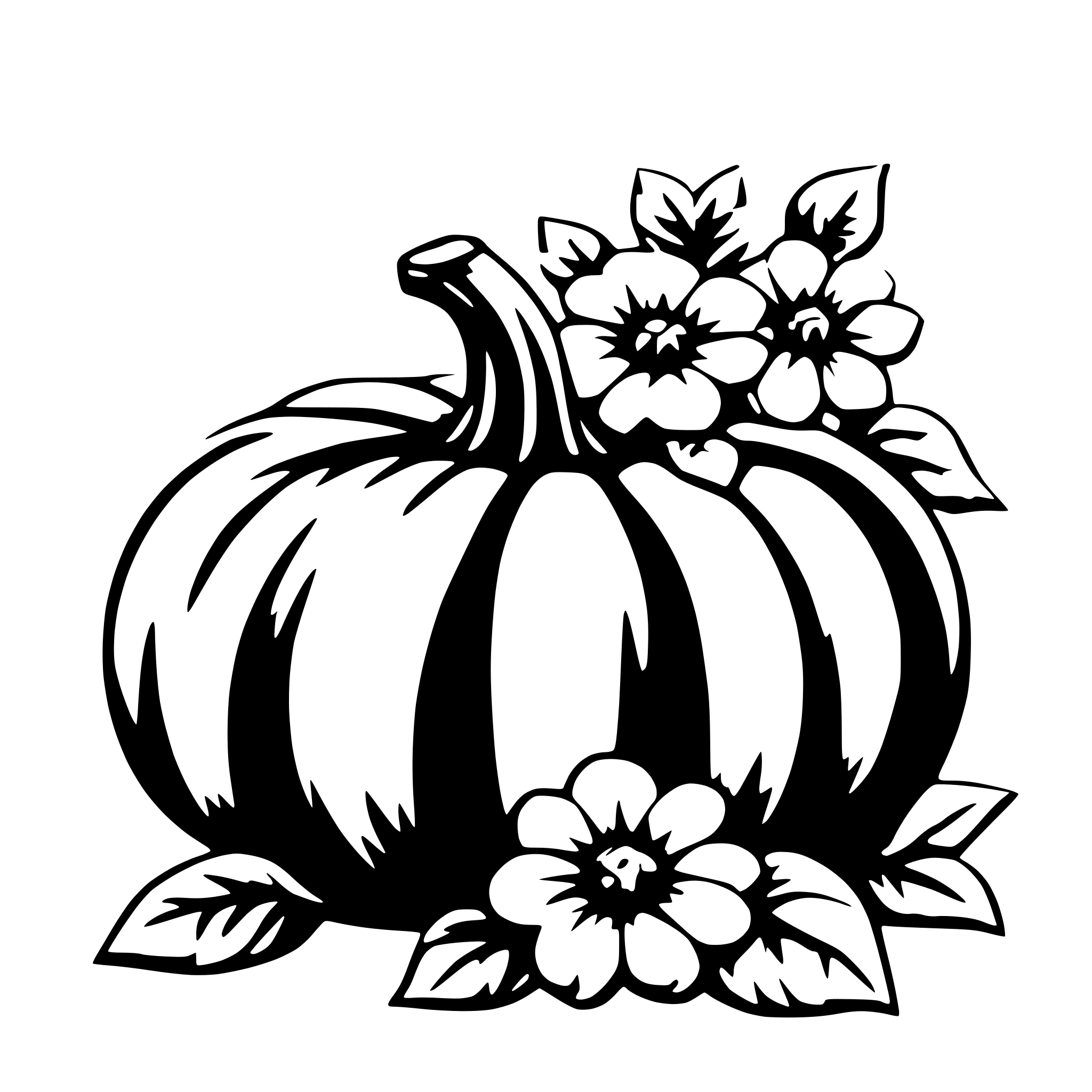 AI-generated SVG of a pumpkin with flowers