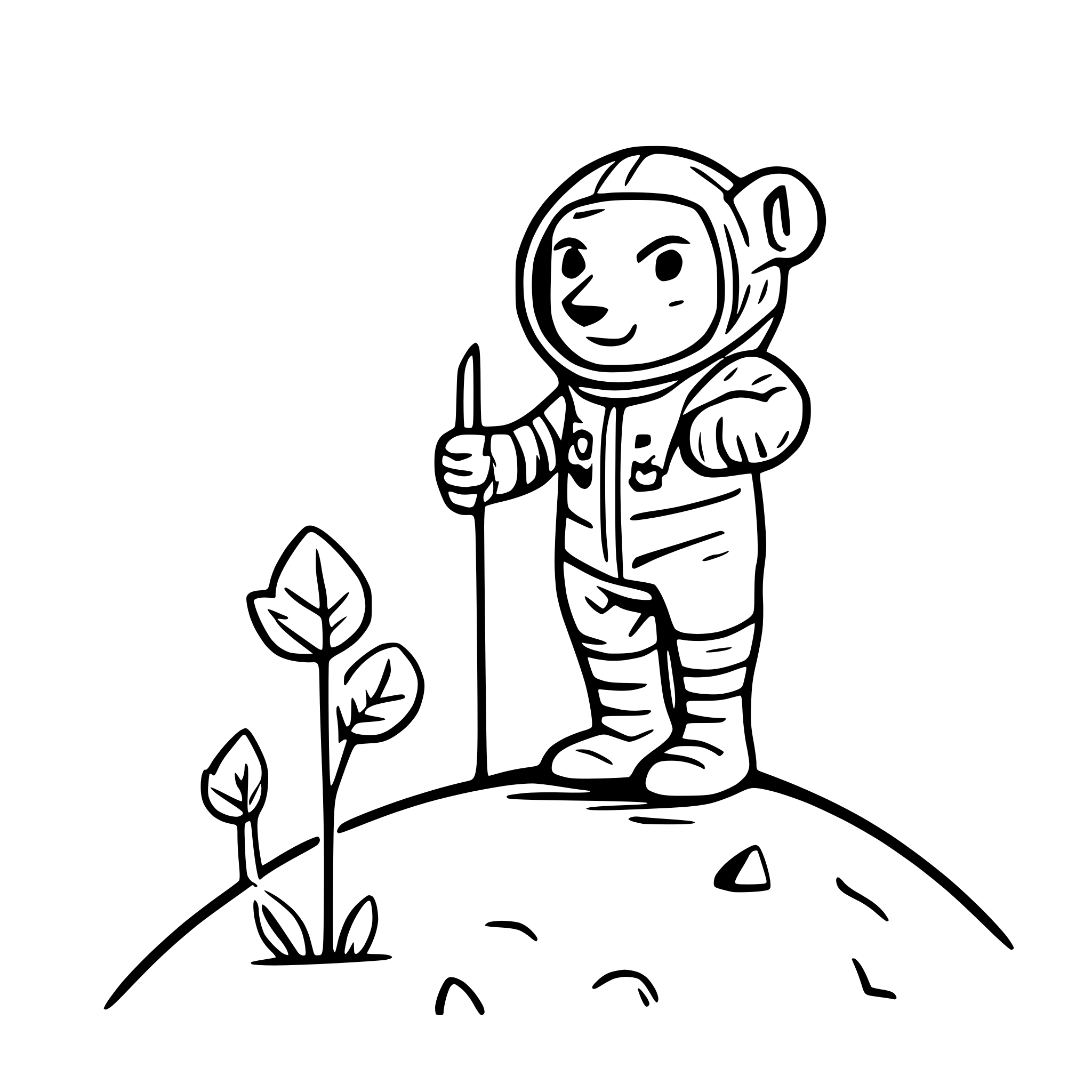 AI-generated SVG of a cosmonaut dog planting kenyan flag on the moon