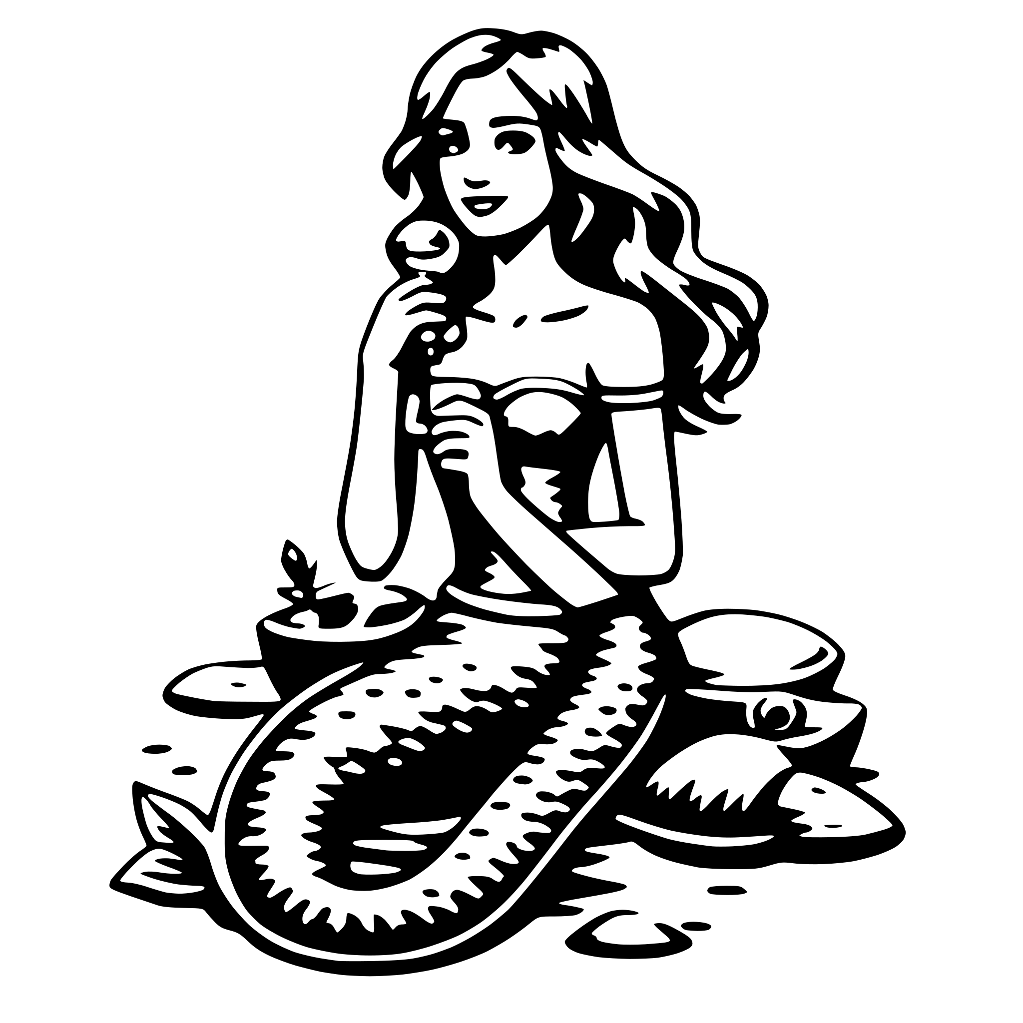 AI-generated SVG of 'mermaid with shell'