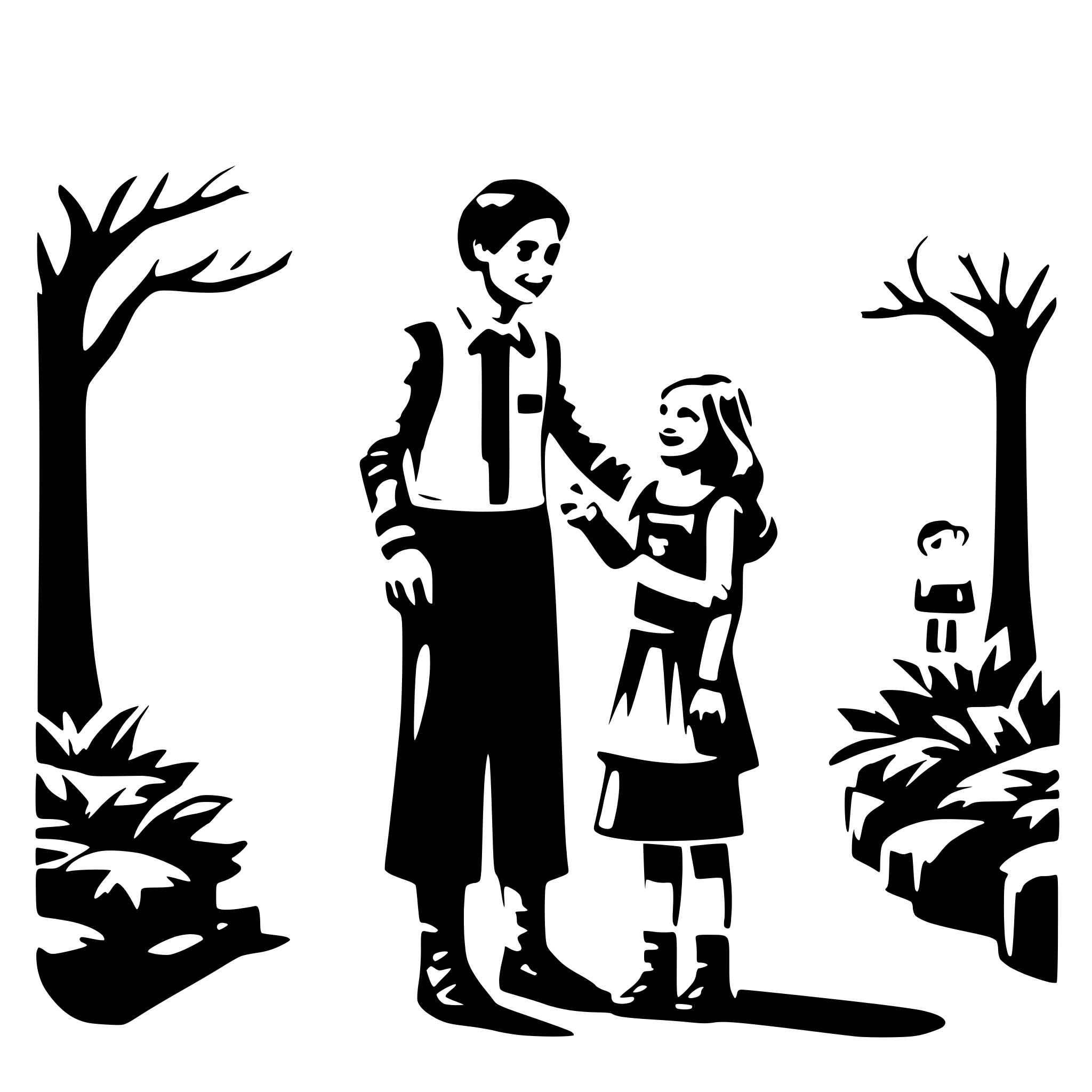 AI-generated SVG of a educator says goodbye to 8 children in the kindergarden