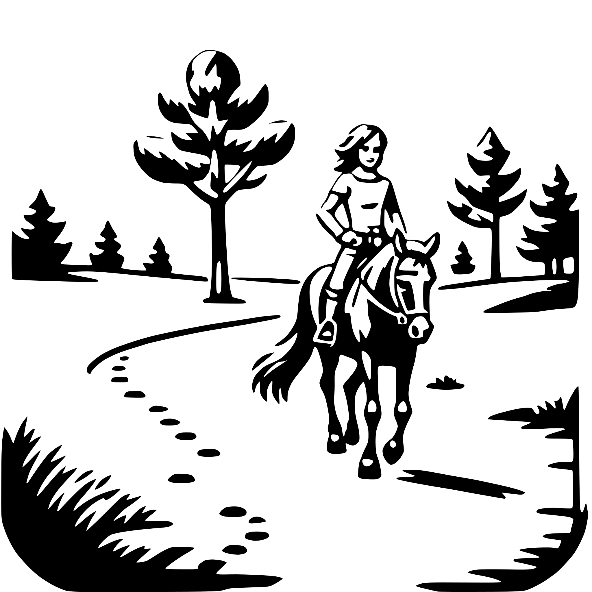 AI-generated SVG of 'horseback riding trail'