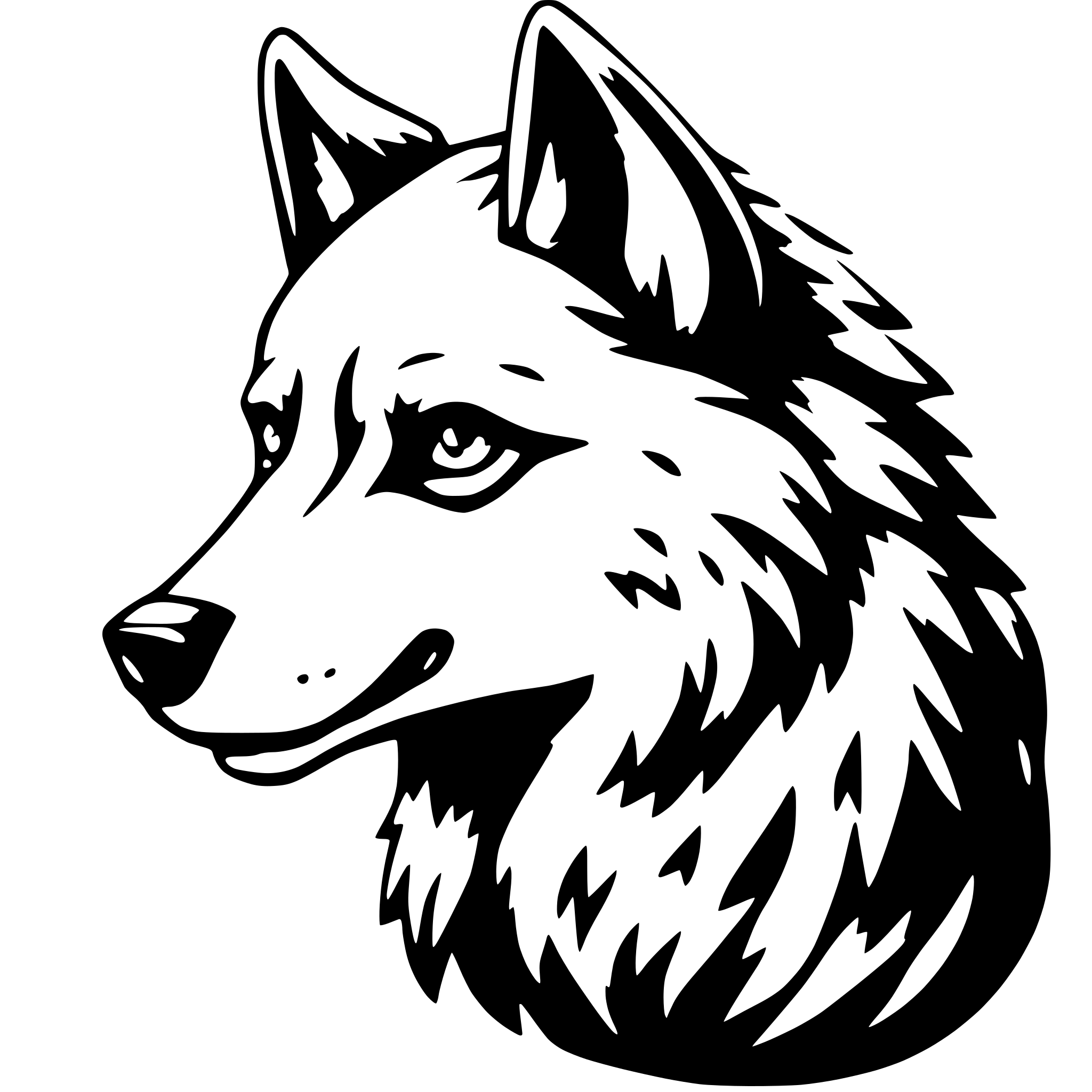 AI-generated SVG of 'cute wolf bust'