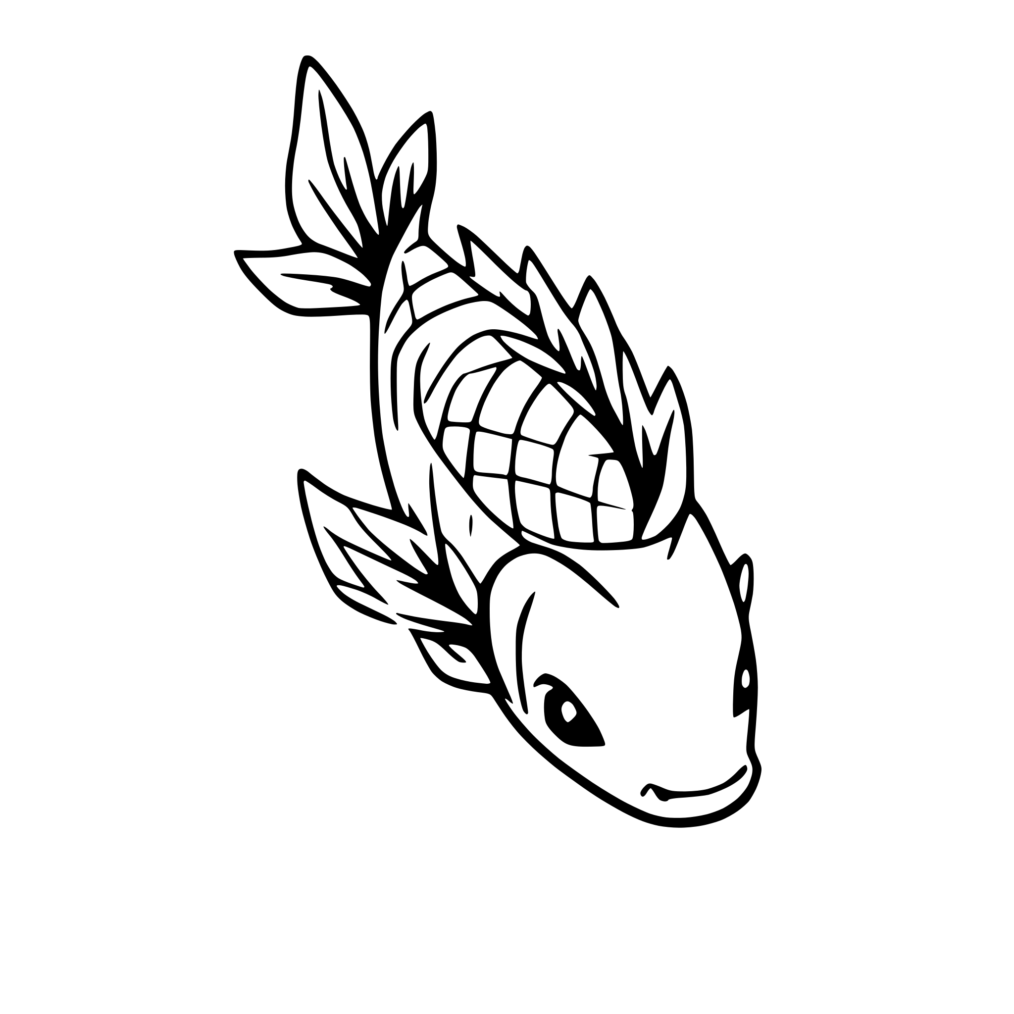 AI-generated SVG of 'koi fish swimming upstream'