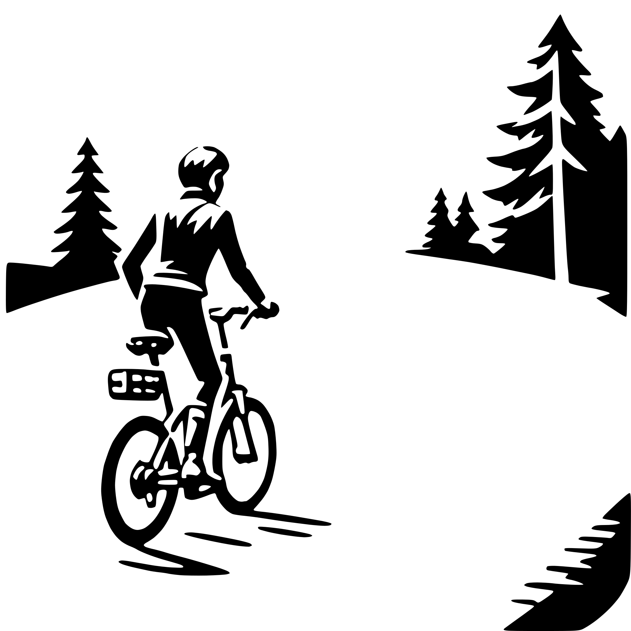 AI-generated SVG of a biking through trails
