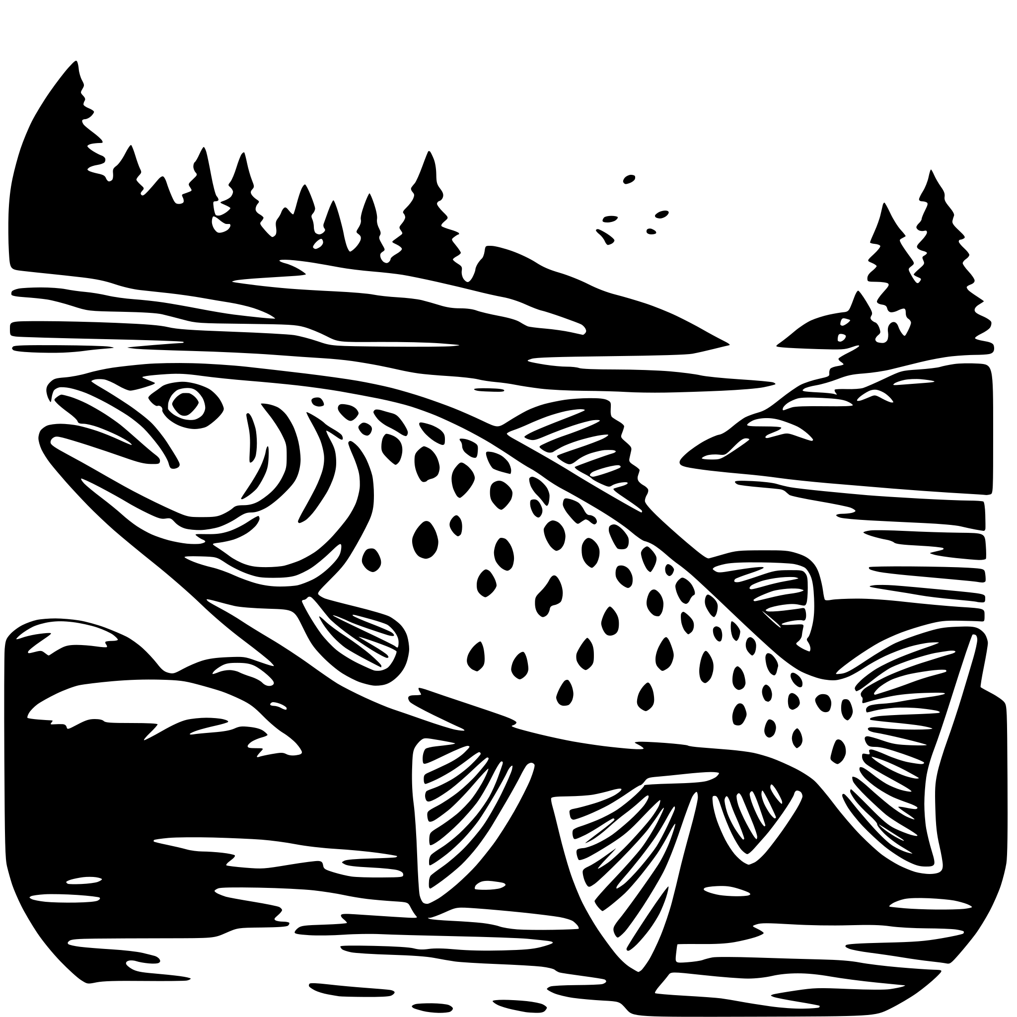 AI-generated SVG of 'trout fising'