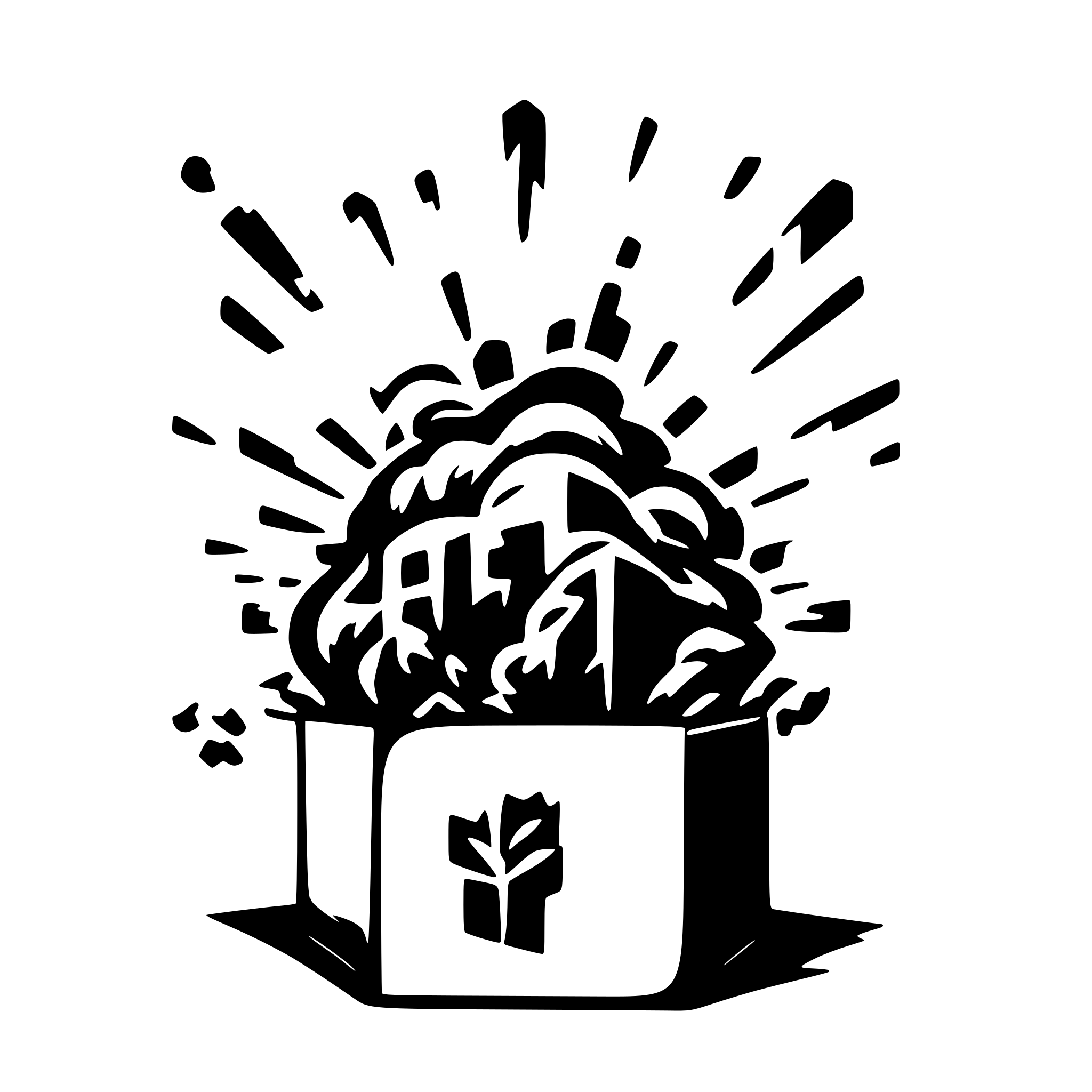 AI-generated SVG of 'explosion inside a cardboard box'