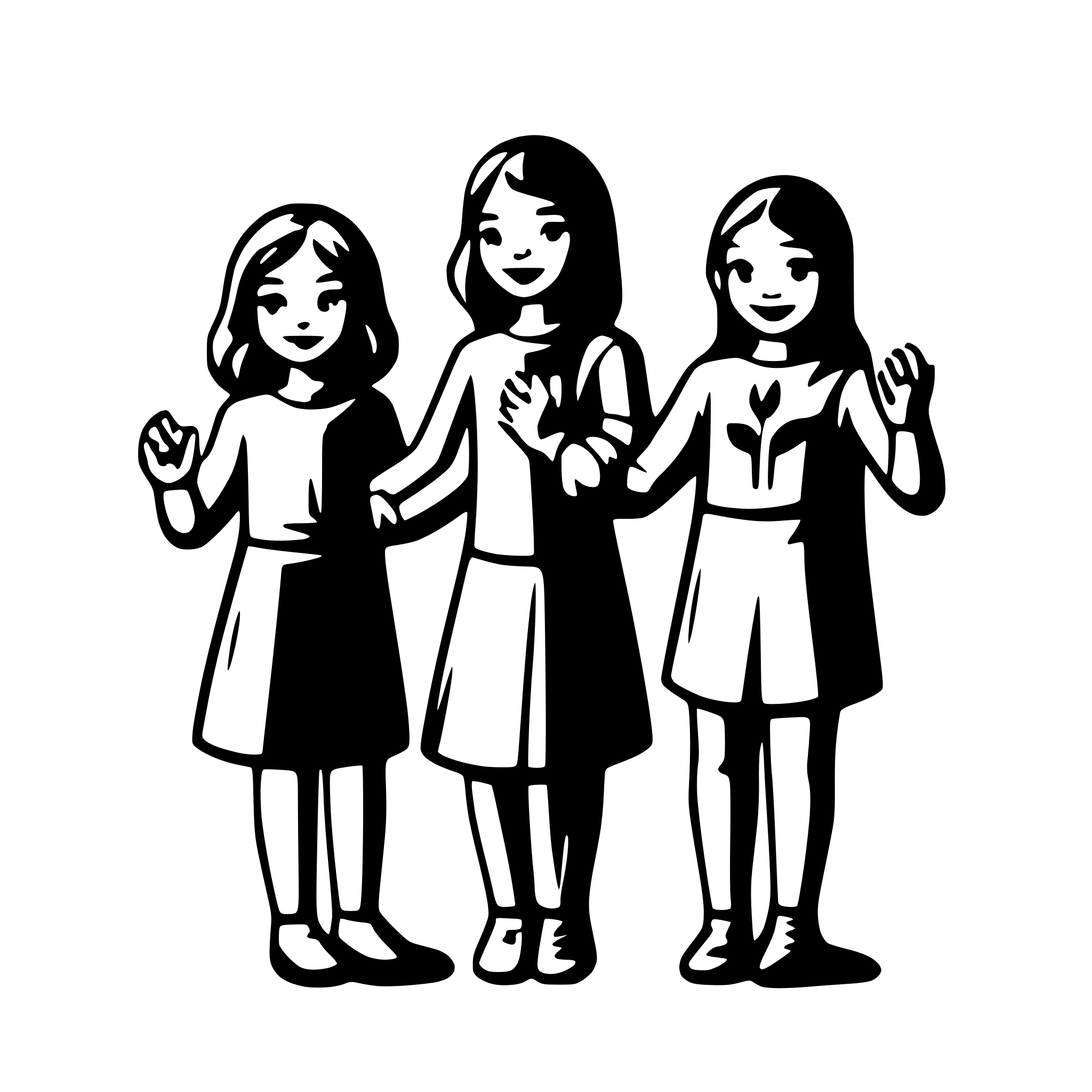 AI-generated SVG of a 8 Children holding hands in one hand