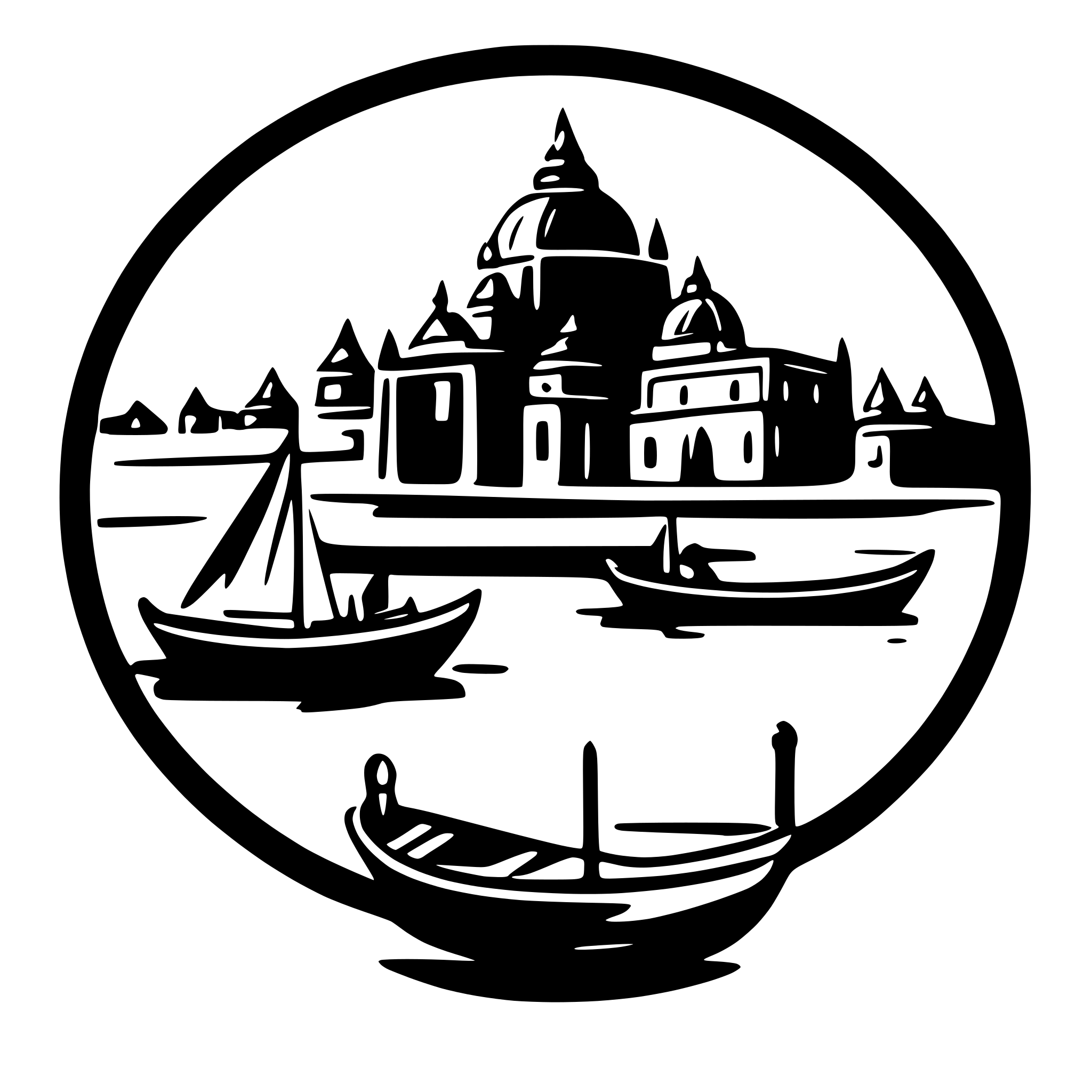 AI-generated SVG of a boats viewing ghats and arti icon in bithoor