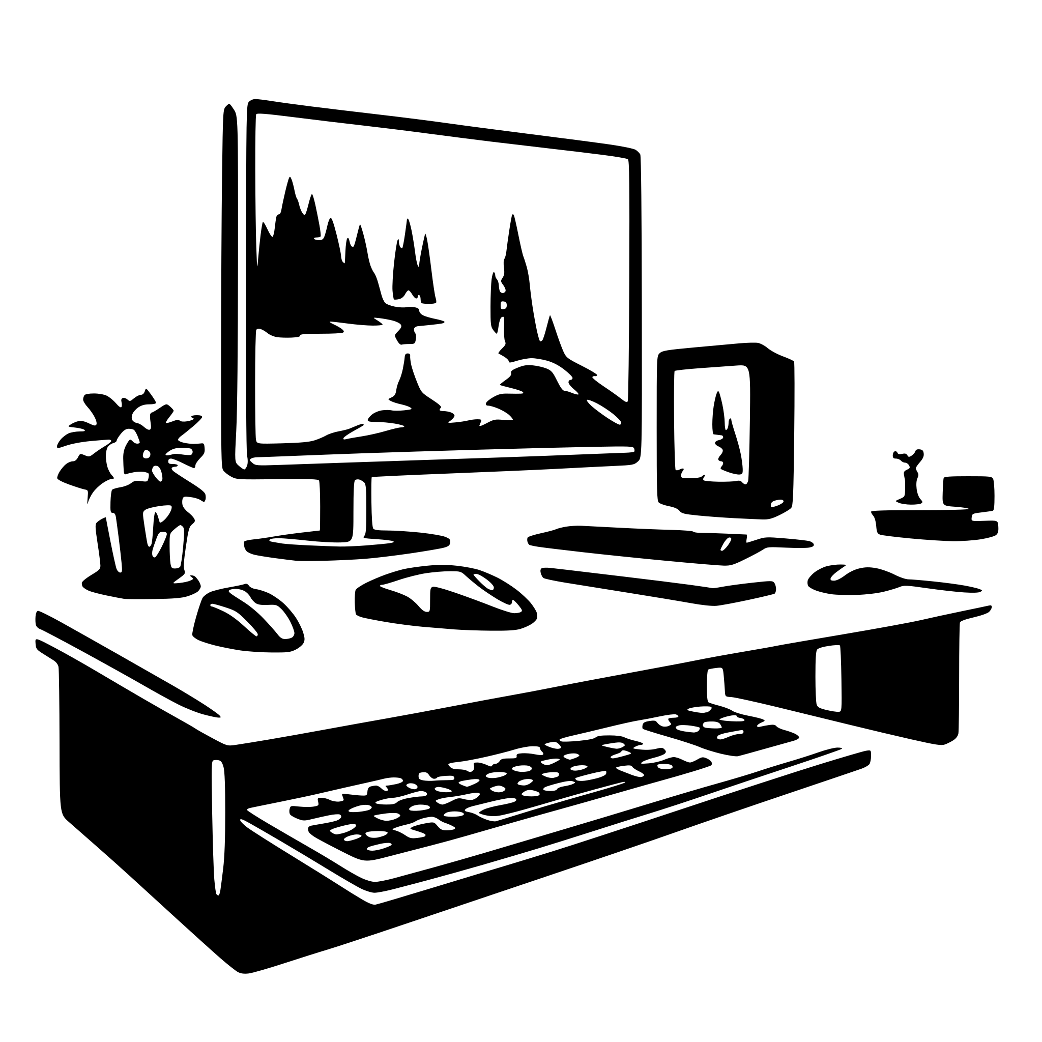 AI-generated SVG of a A dual-monitor desktop setup with a keyboard and mouse. AI-generated SVG of a A dual-monitor desktop setup with a keyboard and mouse.