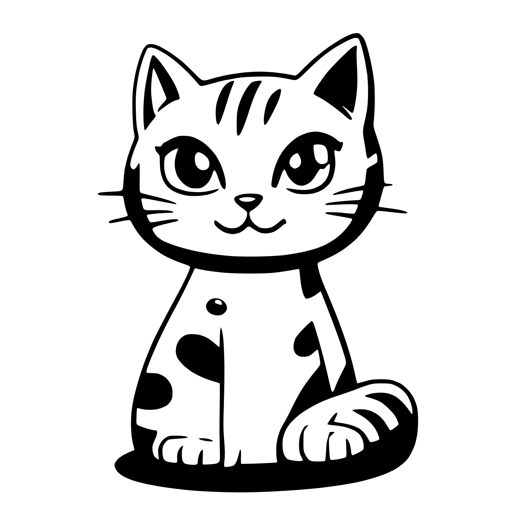 AI-generated SVG of a Süße Katze mit einem Futternapf neben ihr auf dem boden