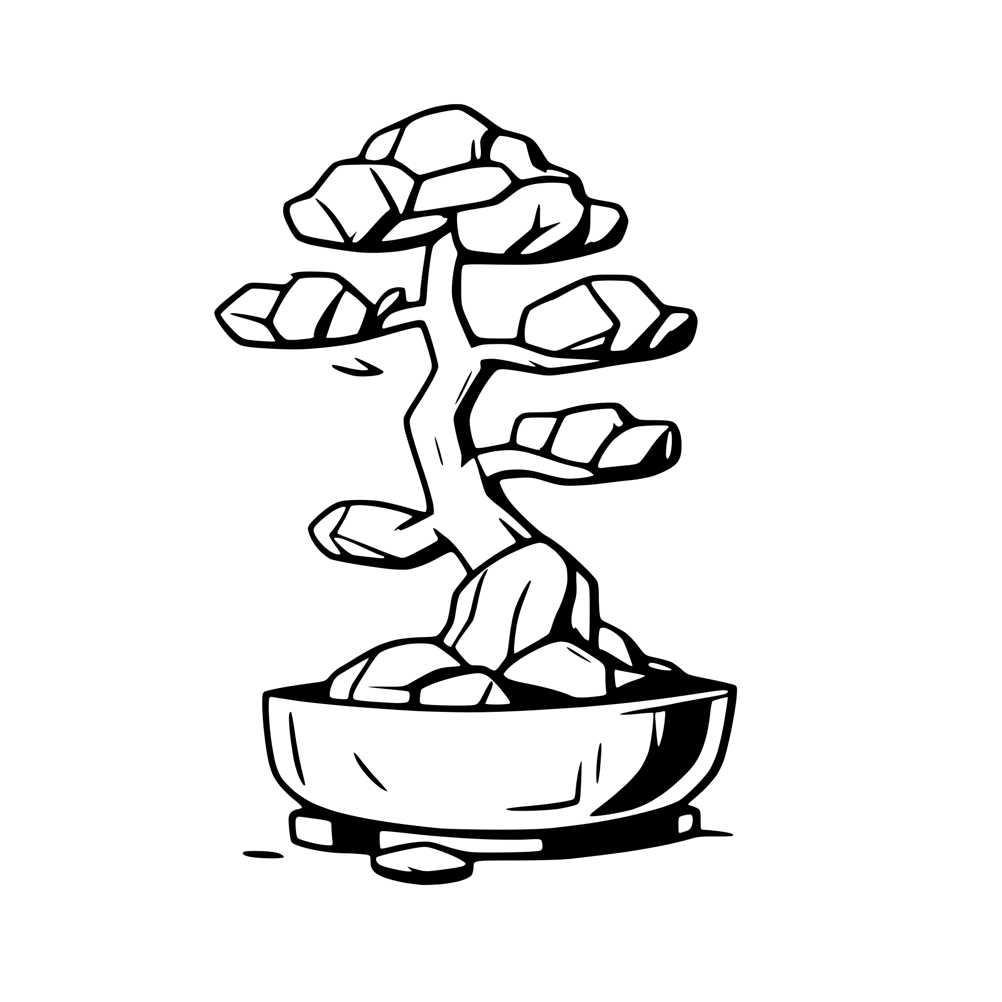 AI-generated SVG of a bonsai tree with rocks