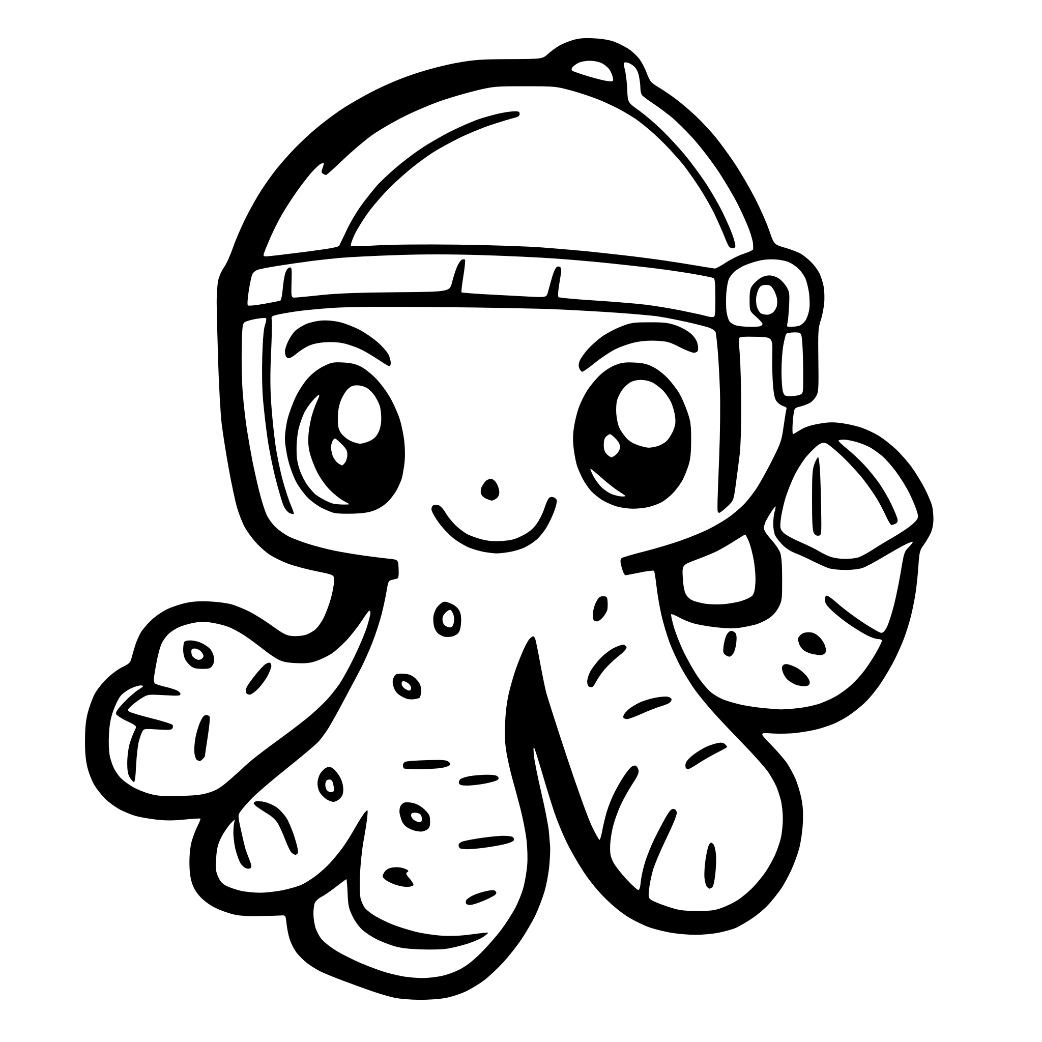 AI-generated SVG of a cute octopus with snorkel set