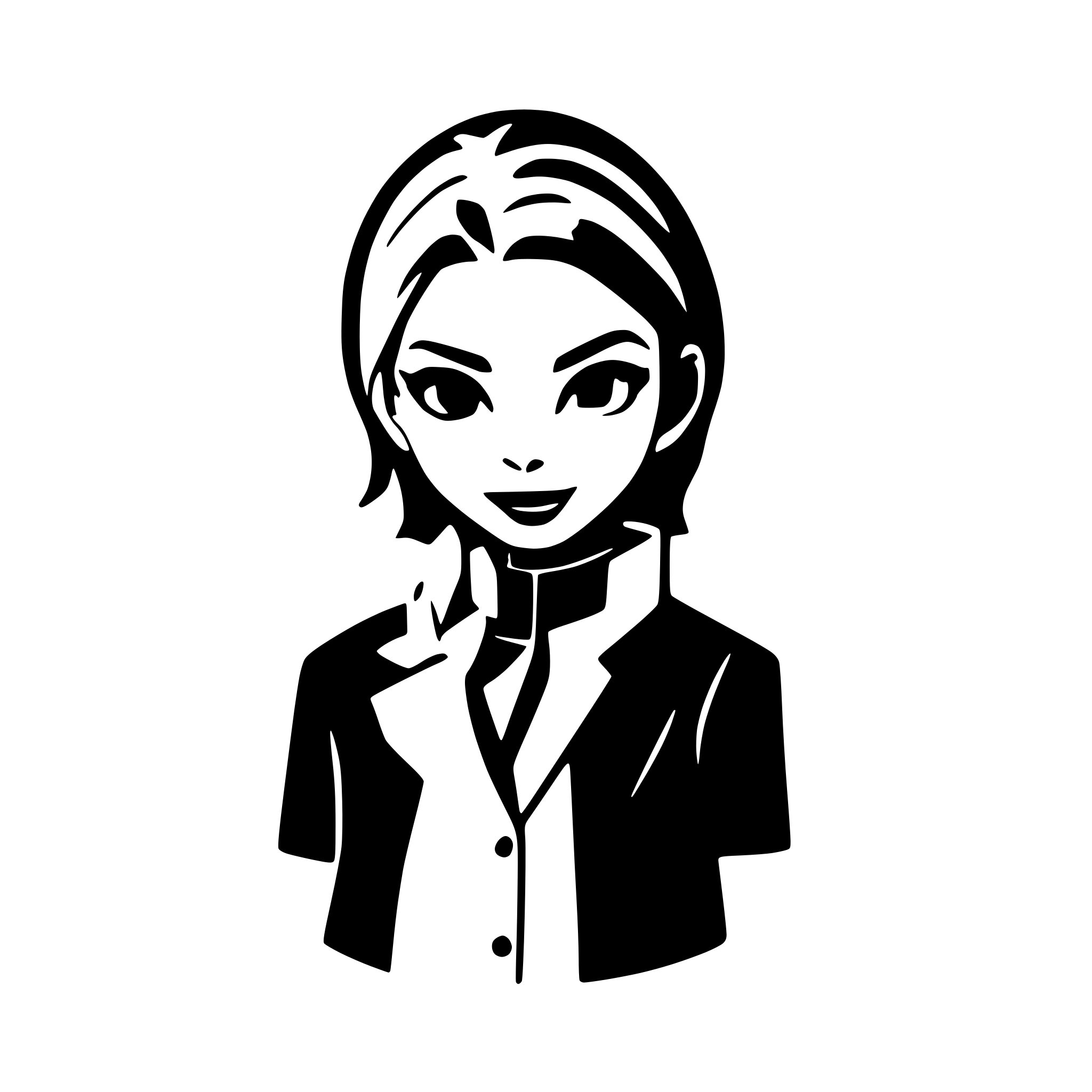 AI-generated SVG of a a stark black and white illustration of clove, the valorant character render in minimalist style AI-generated SVG of a a stark black and white illustration of clove, the valorant character render in minimalist style