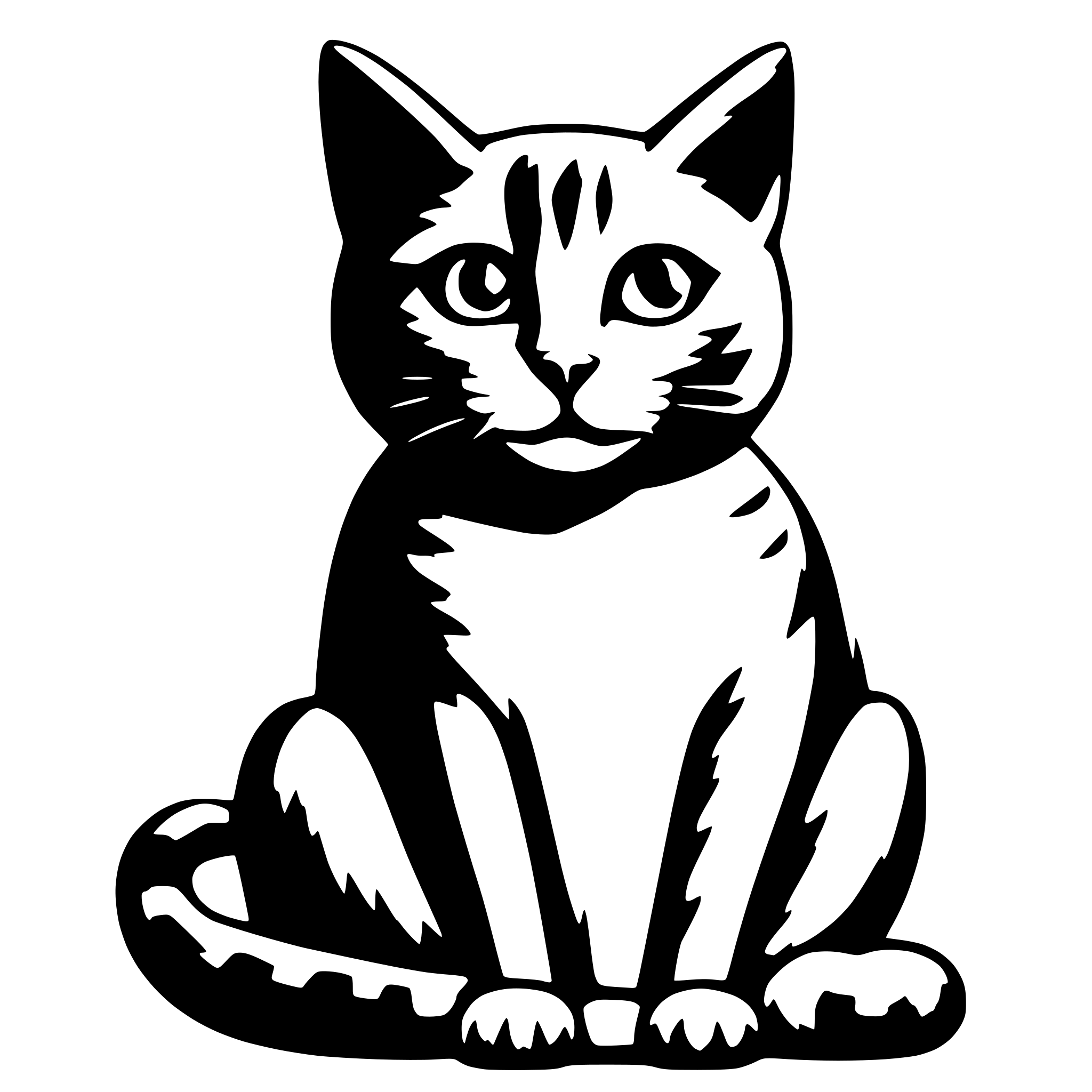 AI-generated SVG of a front facing silluete of a sitting cat with rounded body parts for simplicity