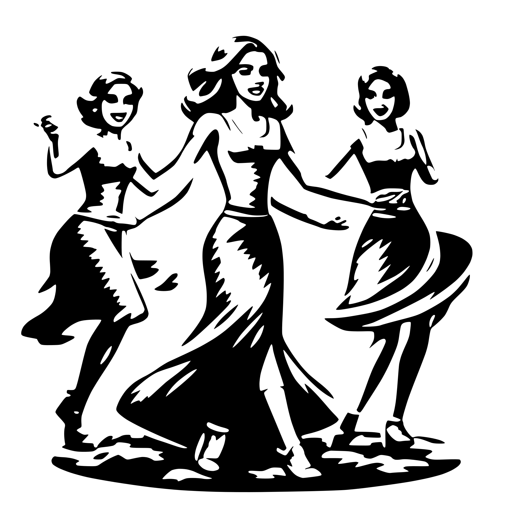 AI-generated SVG of 'women, dancing around fire'