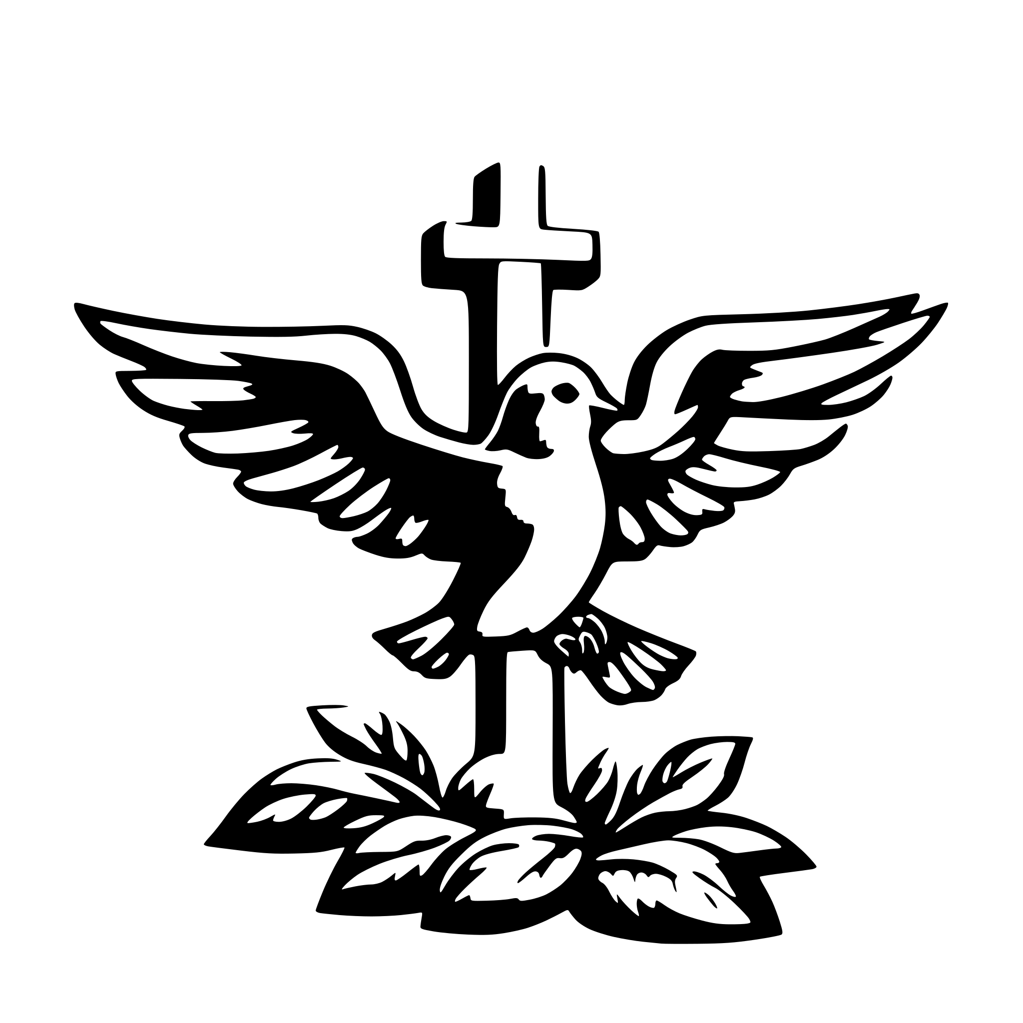 AI-generated SVG of a Cross with dove of peace