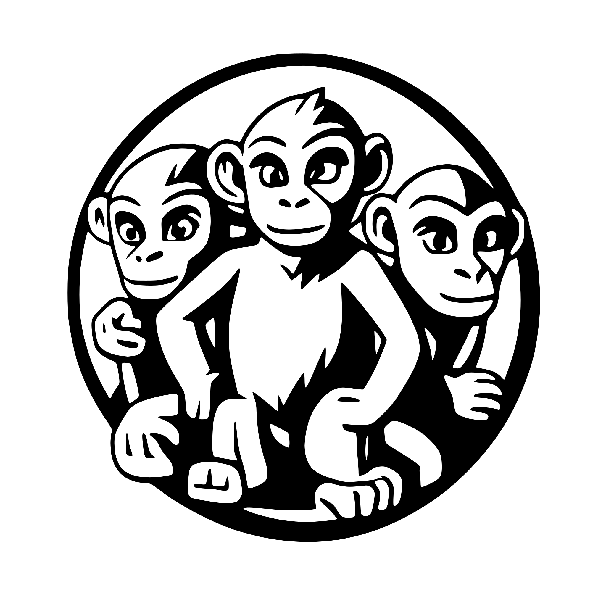 AI-generated SVG of a Three headed monkey