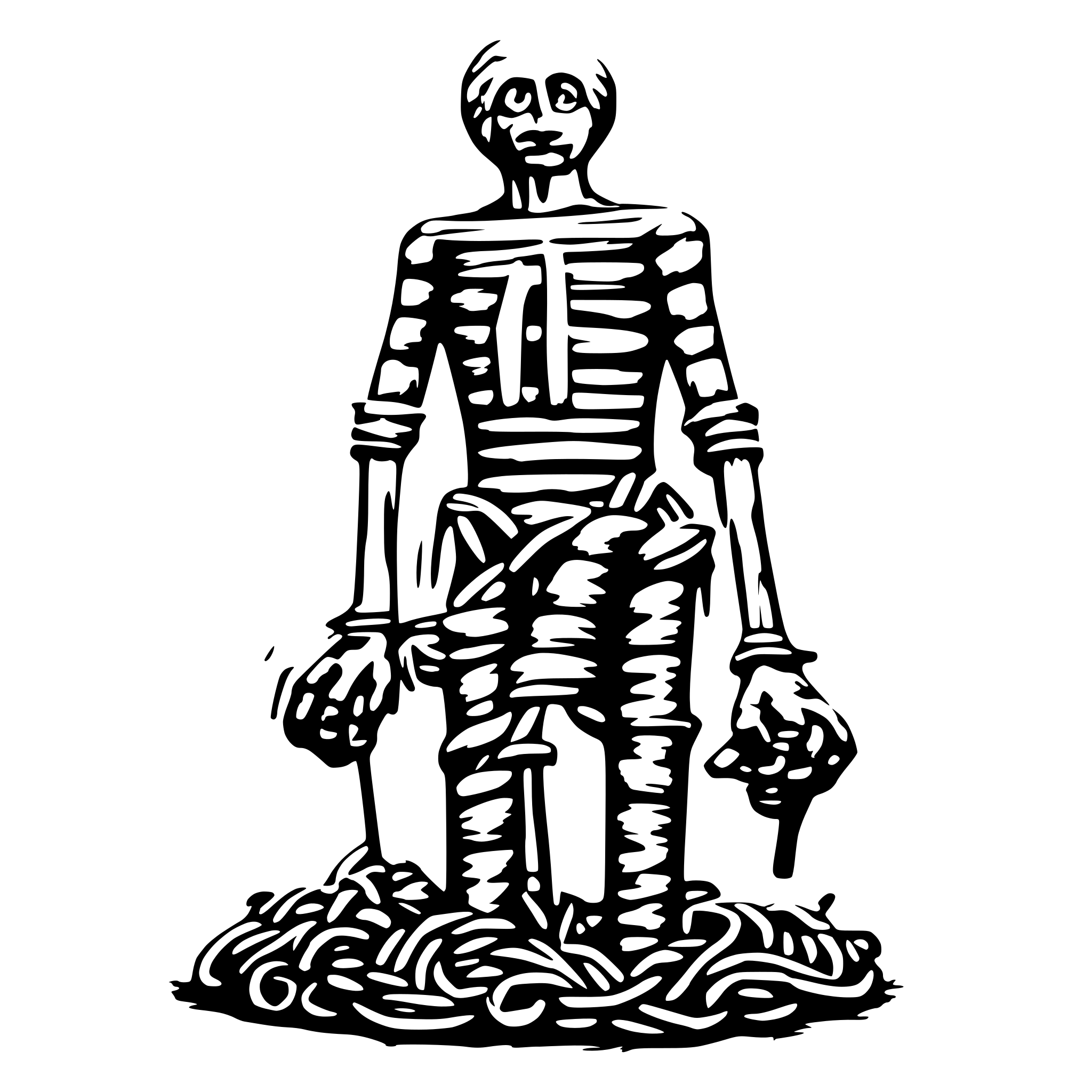 AI-generated SVG of '"Illustrate a character named Spaghetti Man, featuring a body constructed from various types of pasta, including spaghetti for limbs and penne for torso.'