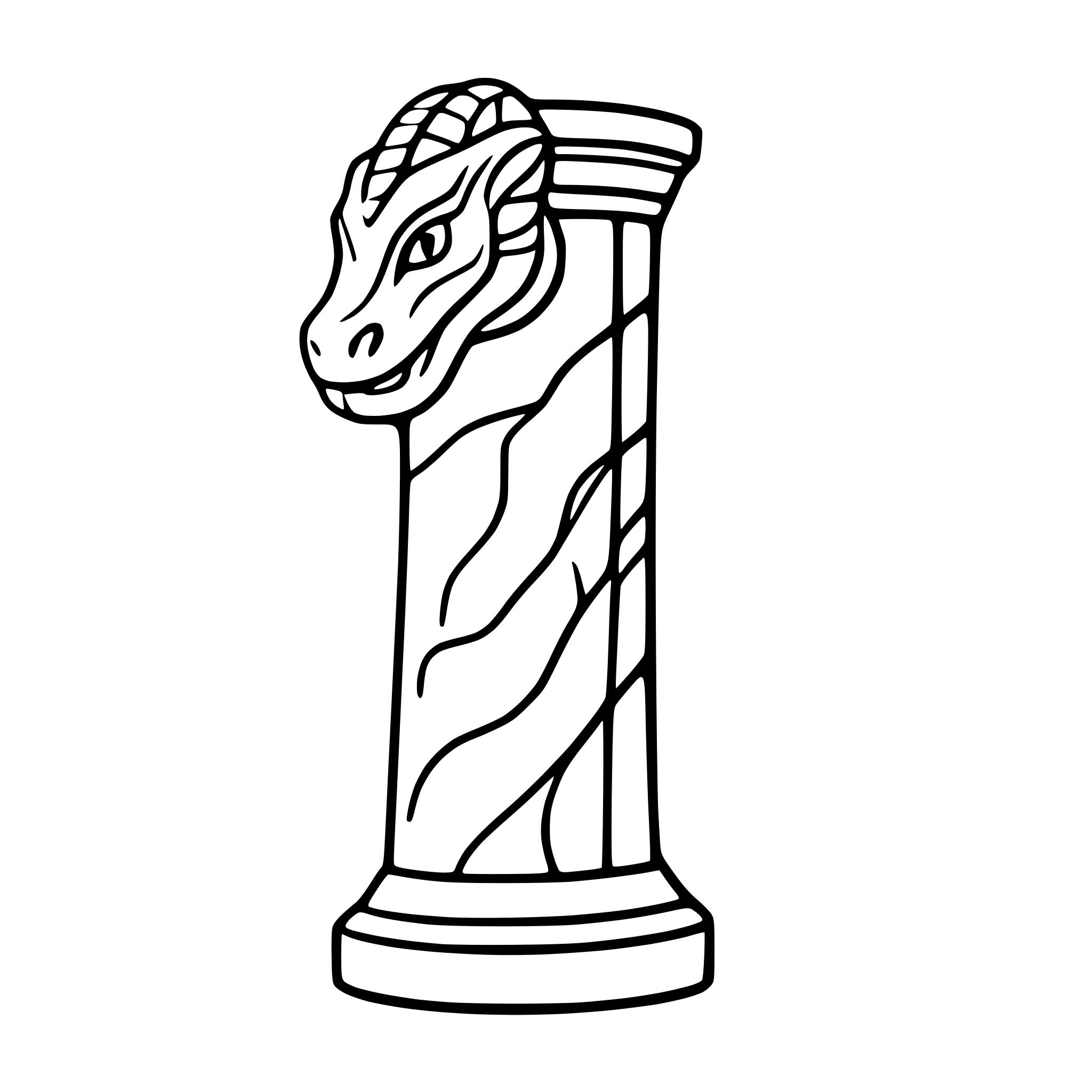 AI-generated SVG of 'dragon coiled around pillar'
