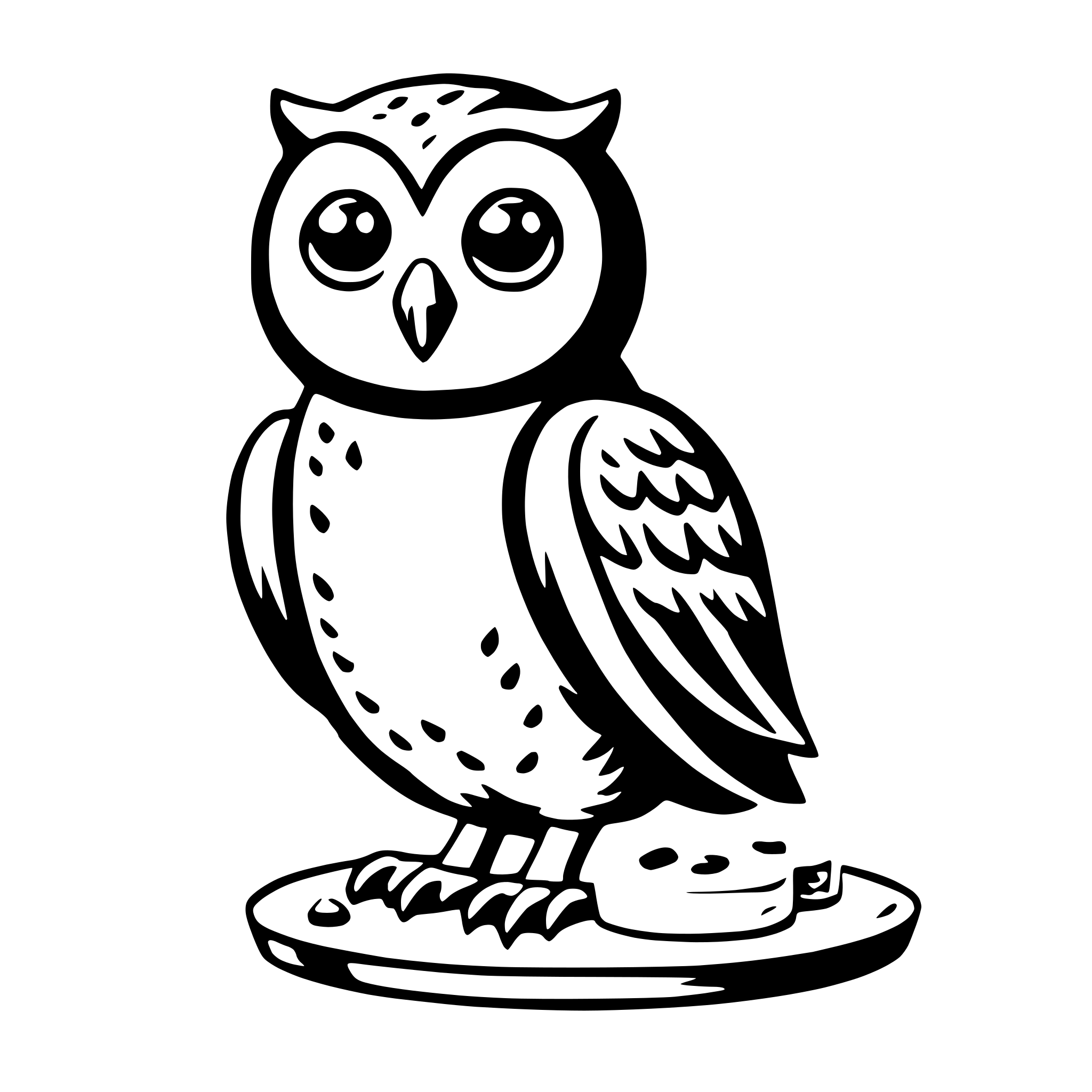 AI-generated SVG of a owl with oatmeal