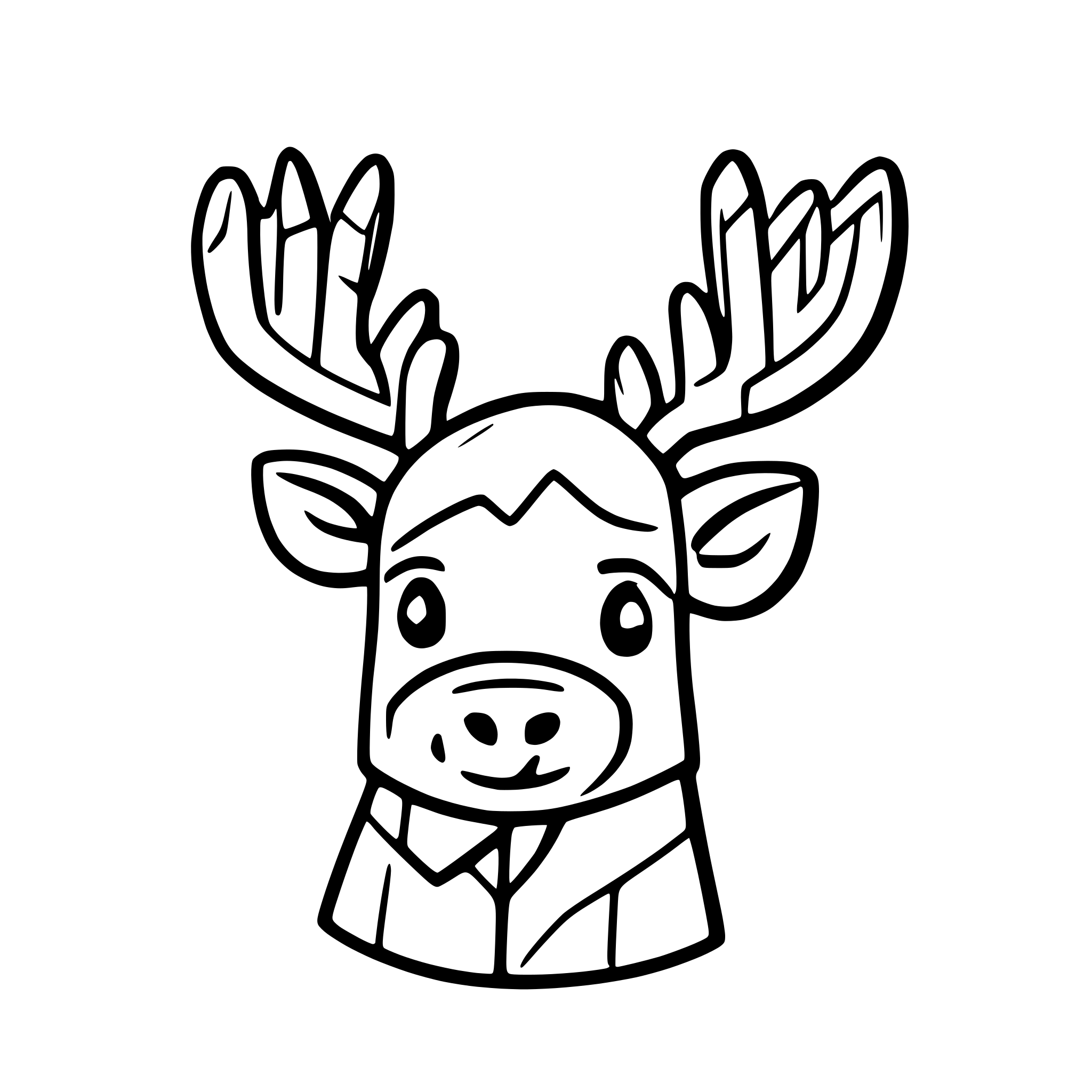AI-generated SVG of a reindeer line art calligraphy cute for christmas card hand drawn