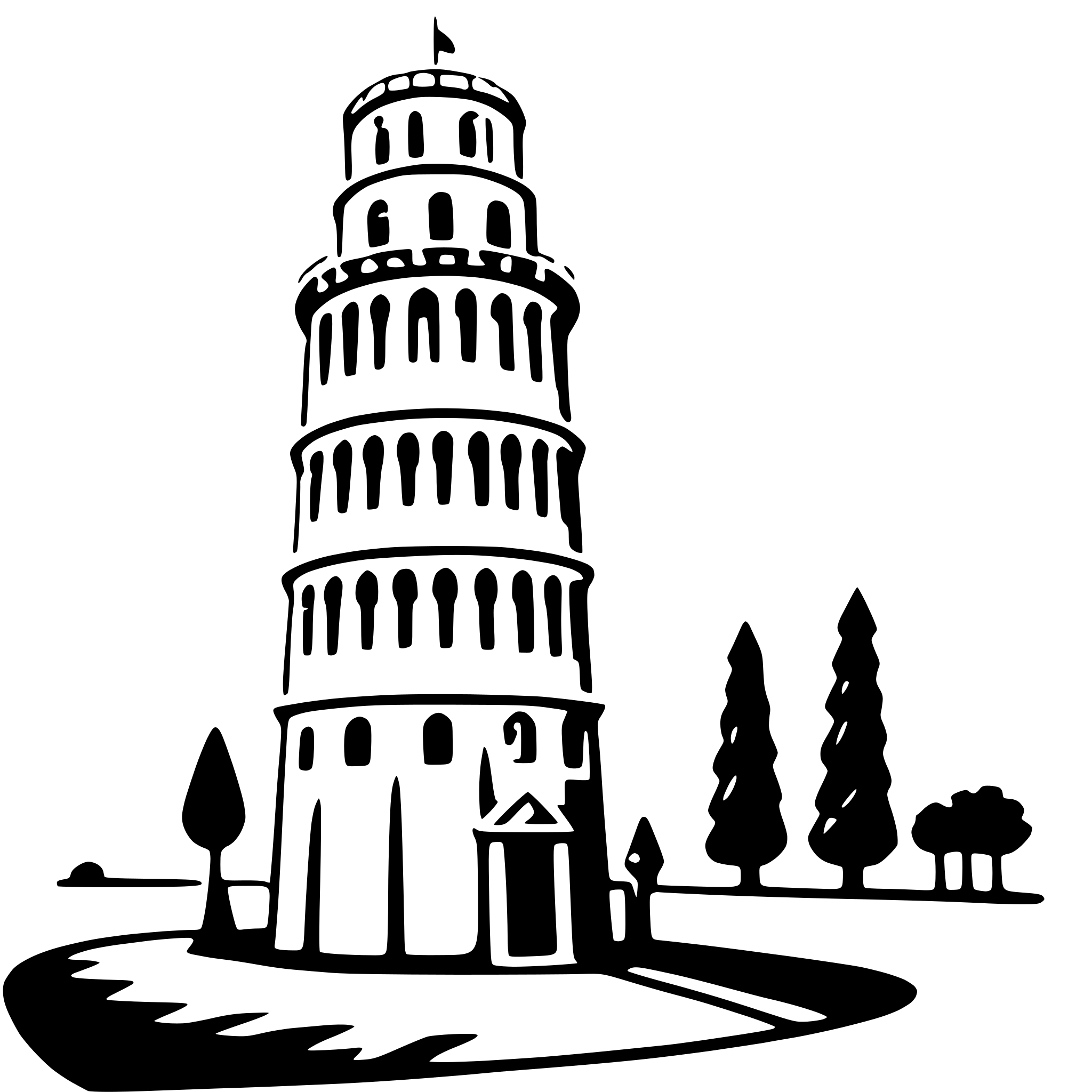 AI-generated SVG of a leaning tower of pisa