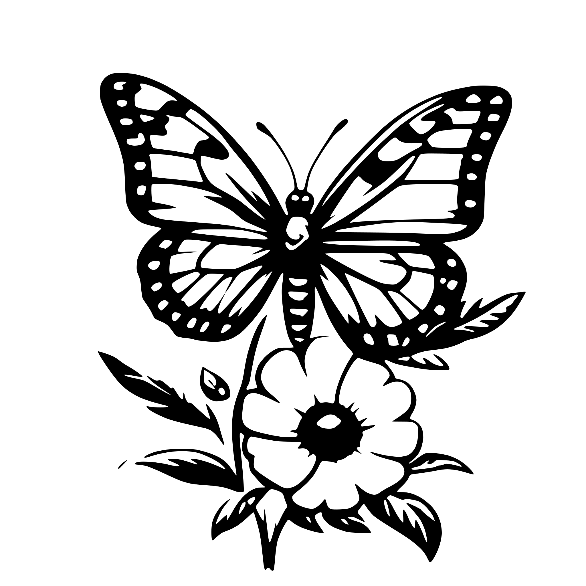 AI-generated SVG of 'butterfly on flower'