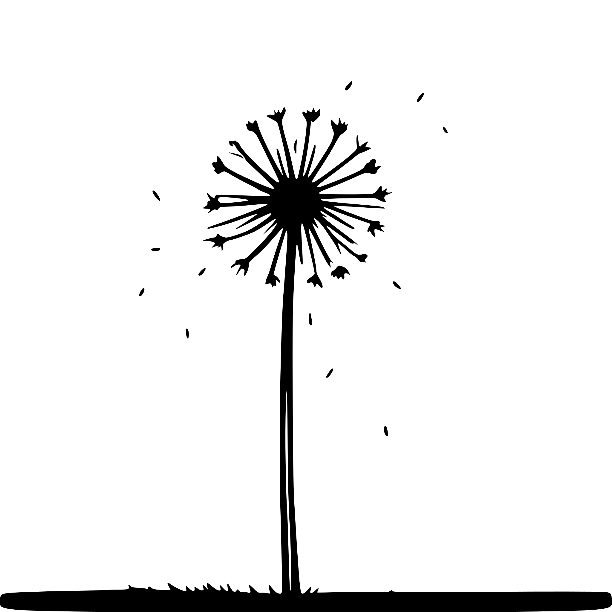 AI-generated SVG of 'dandelion seeds blowing away'