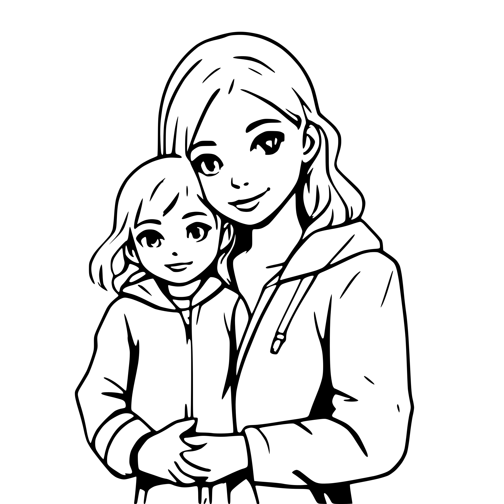 AI-generated SVG of a A young adult (male or female) with a child by their side.