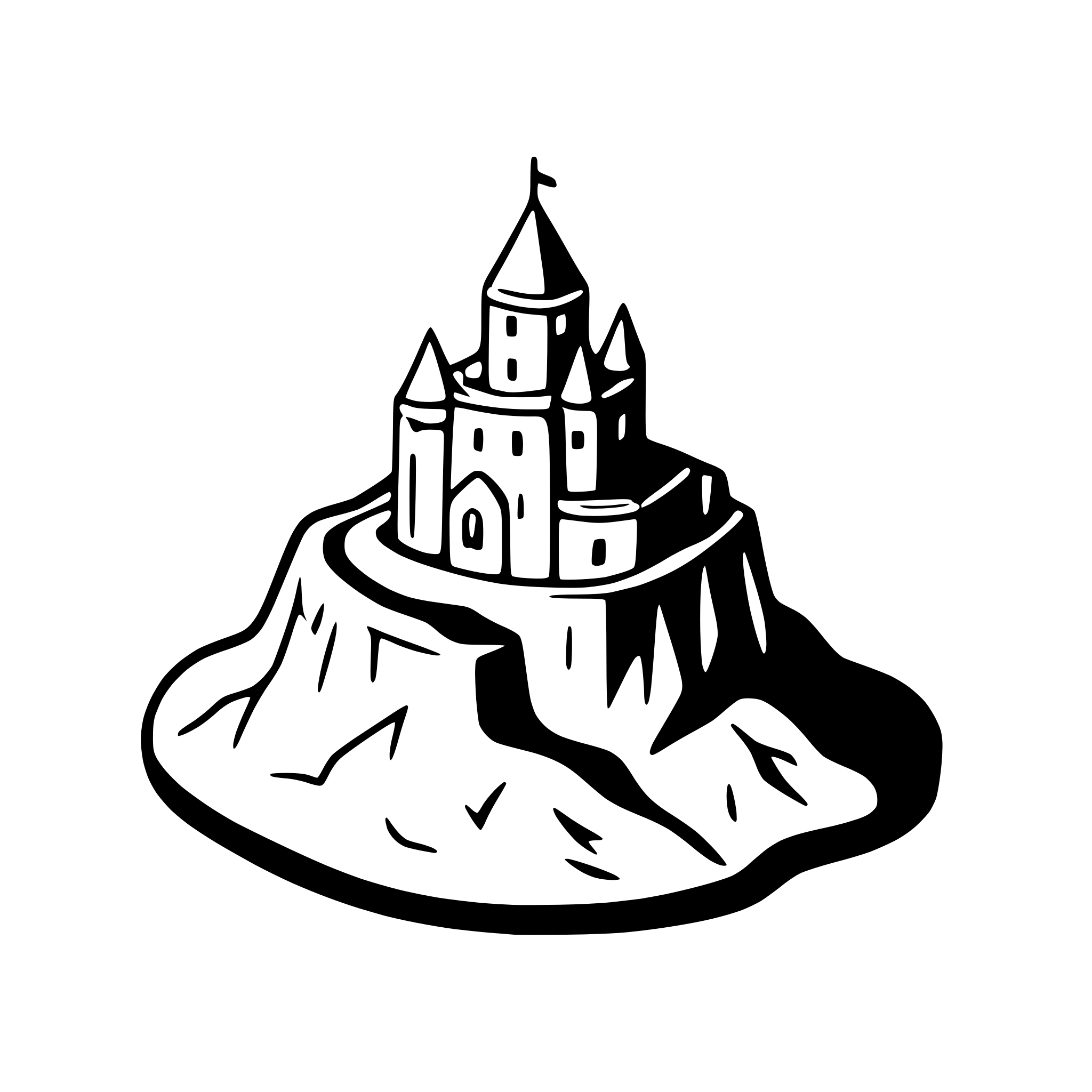 AI-generated SVG of 'castle on mountain peak'