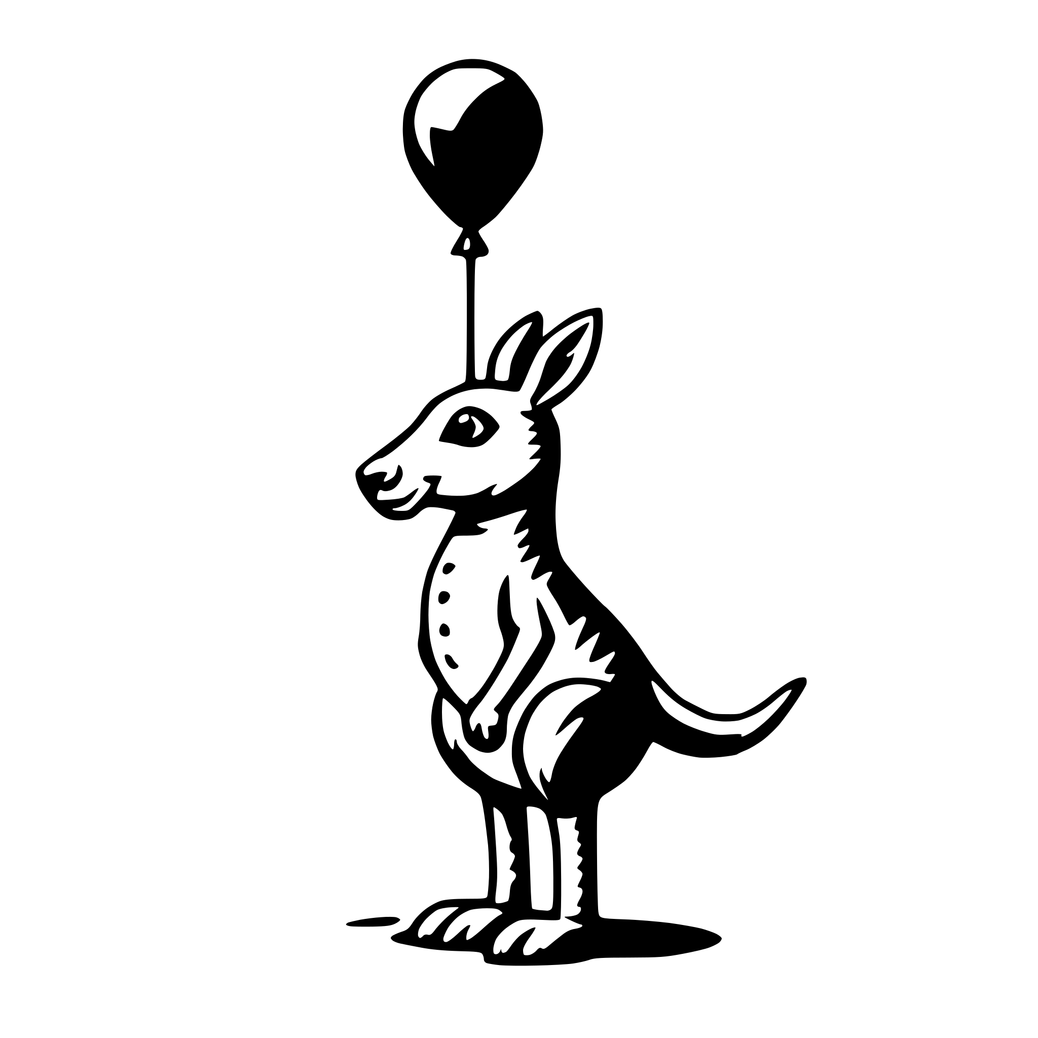 AI-generated SVG of 'kangaroo with balloon'