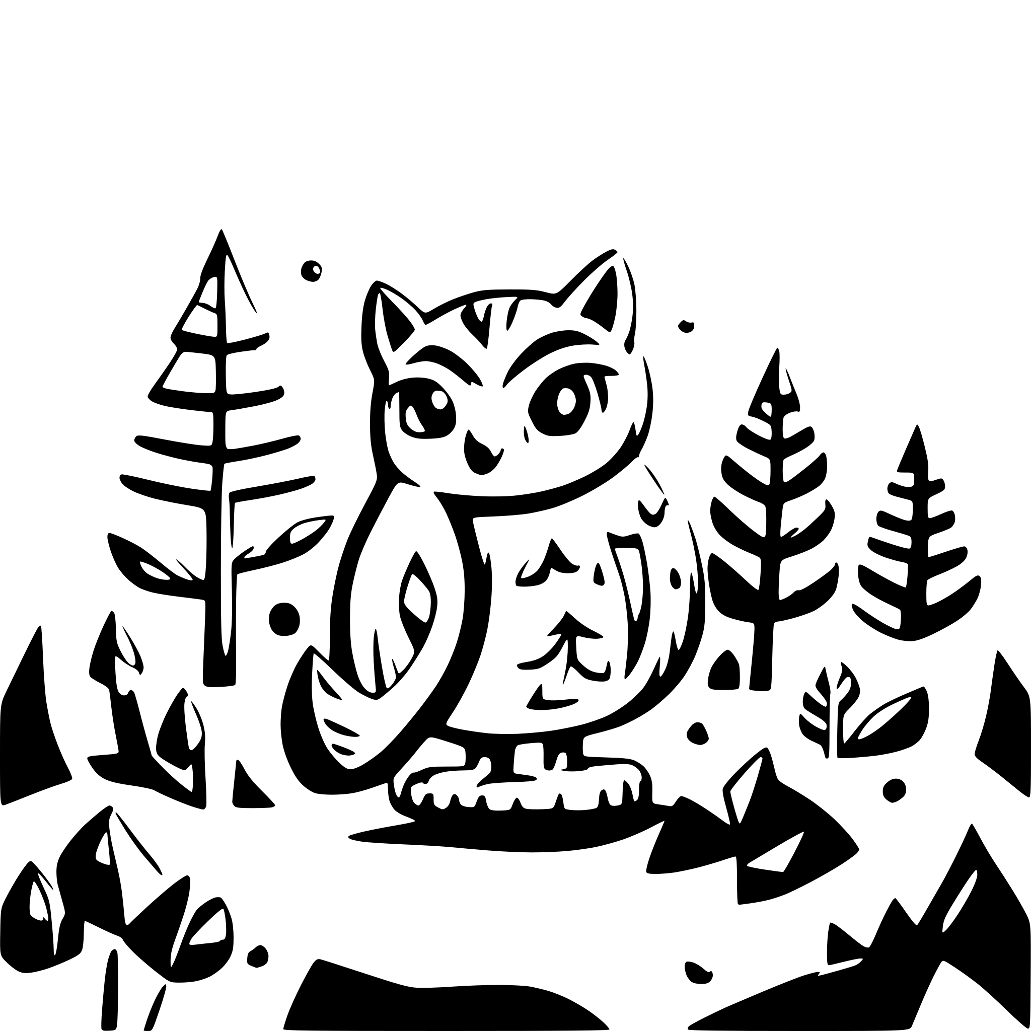 AI-generated SVG of a Owl, Fox and Mouse. Christmas time forest