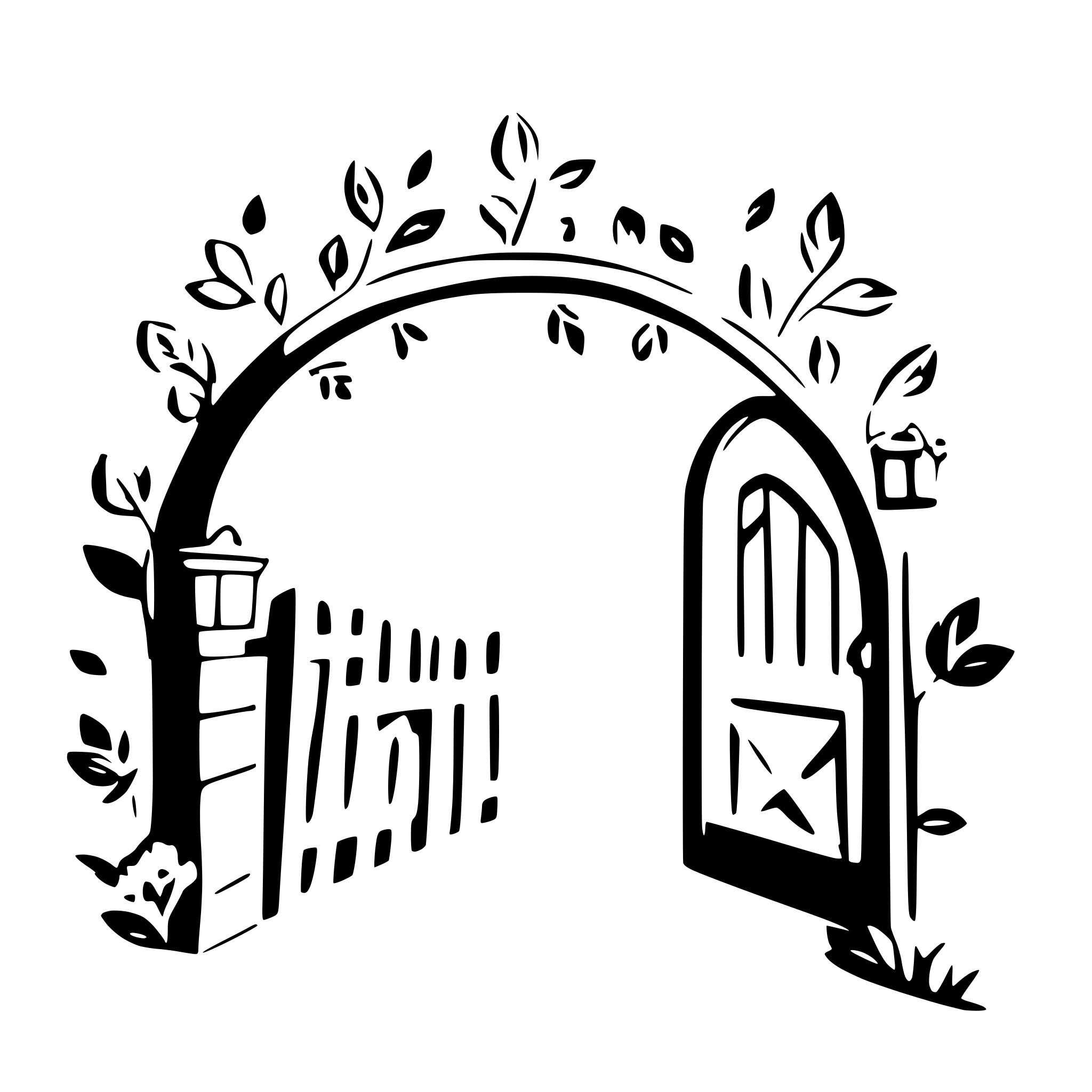 AI-generated SVG of a a romantic open gate with flower wreaths AI-generated SVG of a a romantic open gate with flower wreaths