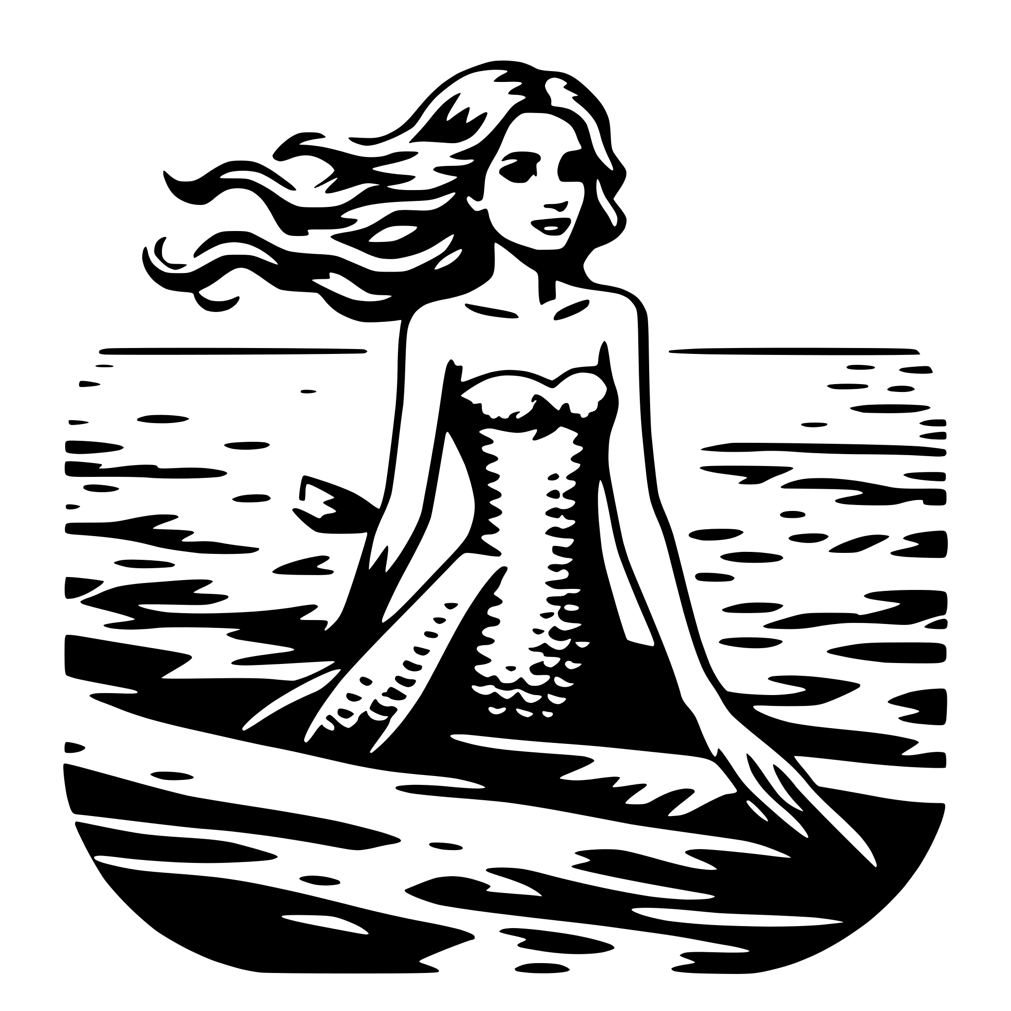 AI-generated SVG of 'mermaid and waves'