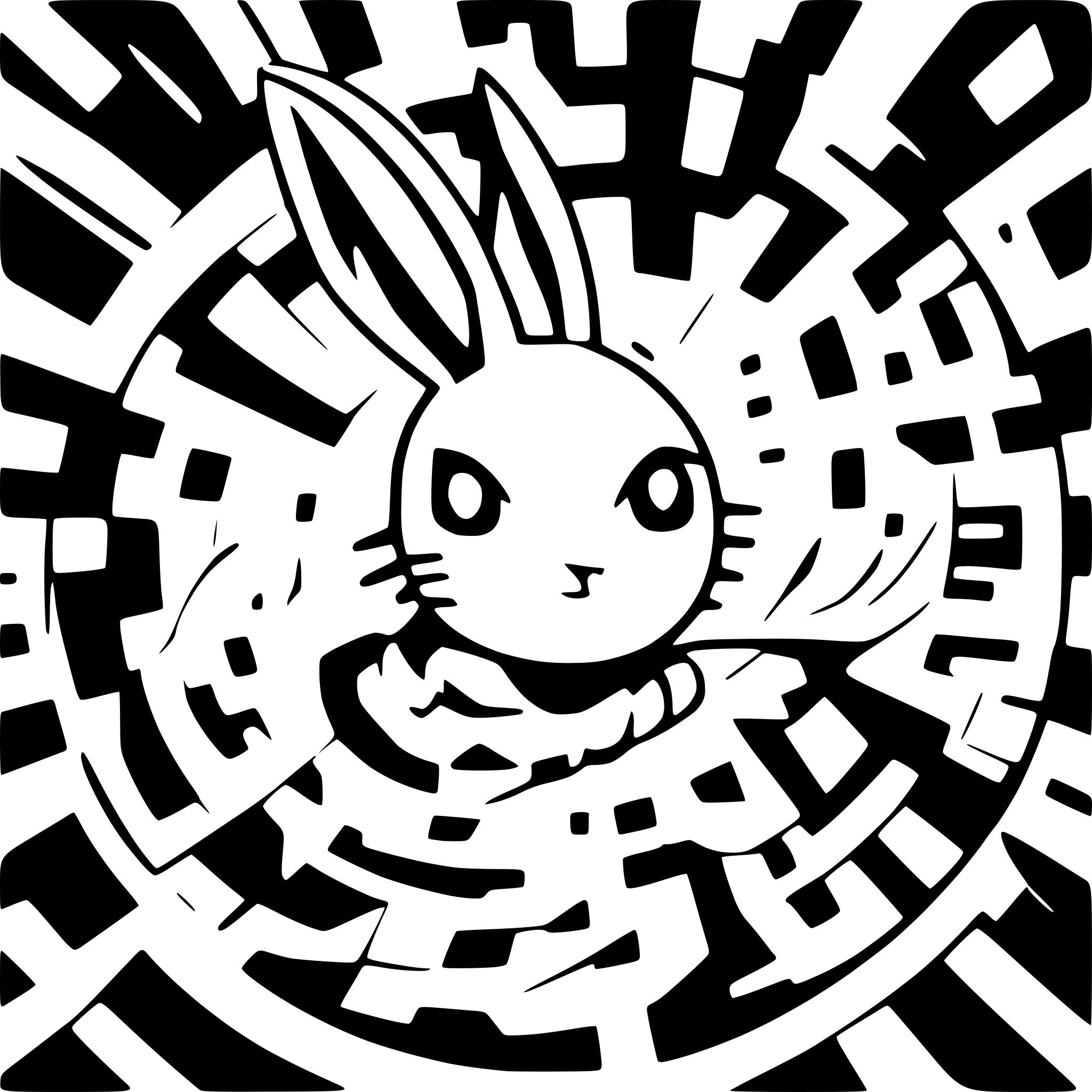 AI-generated SVG of a abstract composition inspired by the Vocaloid song "Rabbit Hole", SVG-style vector line art, high precision linework, dynamic flowing geometry, chaotic balance of symmetry and asymmetry, glitch motifs, recursive patterns, fragmented digital mesh, intersecting sine waves, concentric circuits, mechanical petals, layered halftones, sharp angles merging into soft curves, ambient voids and digital noise, electric blue and grayscale palette, negative space integrated into design, high-density stroke d